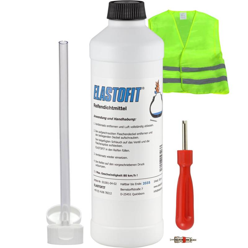 ELASTOFIT Nachfüllpack Pannenset Reifendichtmittel Ersatzflasche für alle PKW 10 Jahre haltbar (500ml Plus) von ELASTOFIT