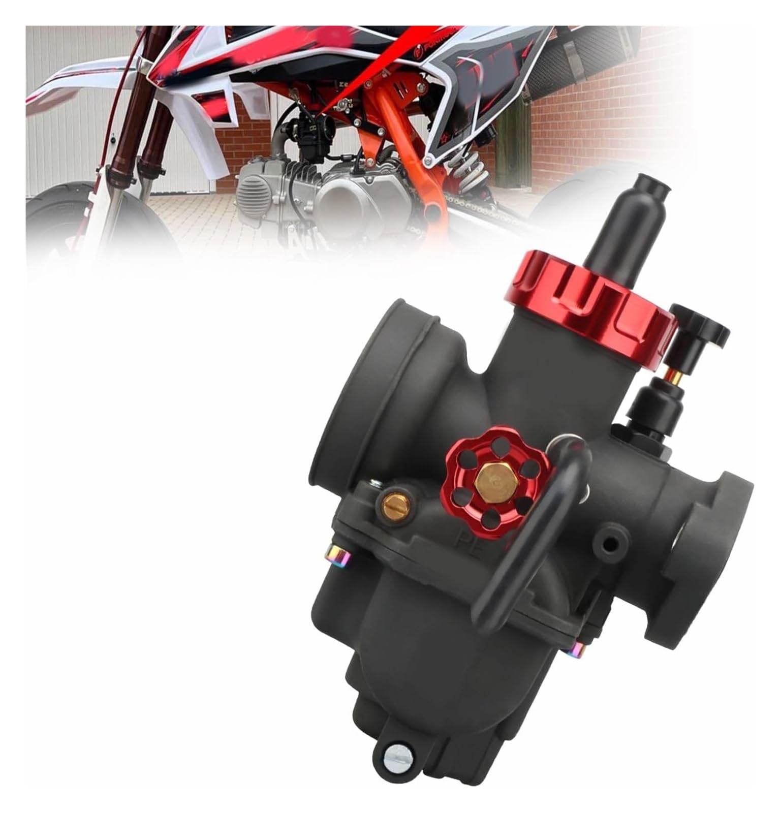 Moto Gasmotoren Vergaser Kit Für 50cc Bis 350cc 2T 4T Motor PE Flansch Motorradvergaser Für Y&amaha ATV Pitbike Zubehör Vergaser(Pe 17mm Black) von ELCEAMMDLW