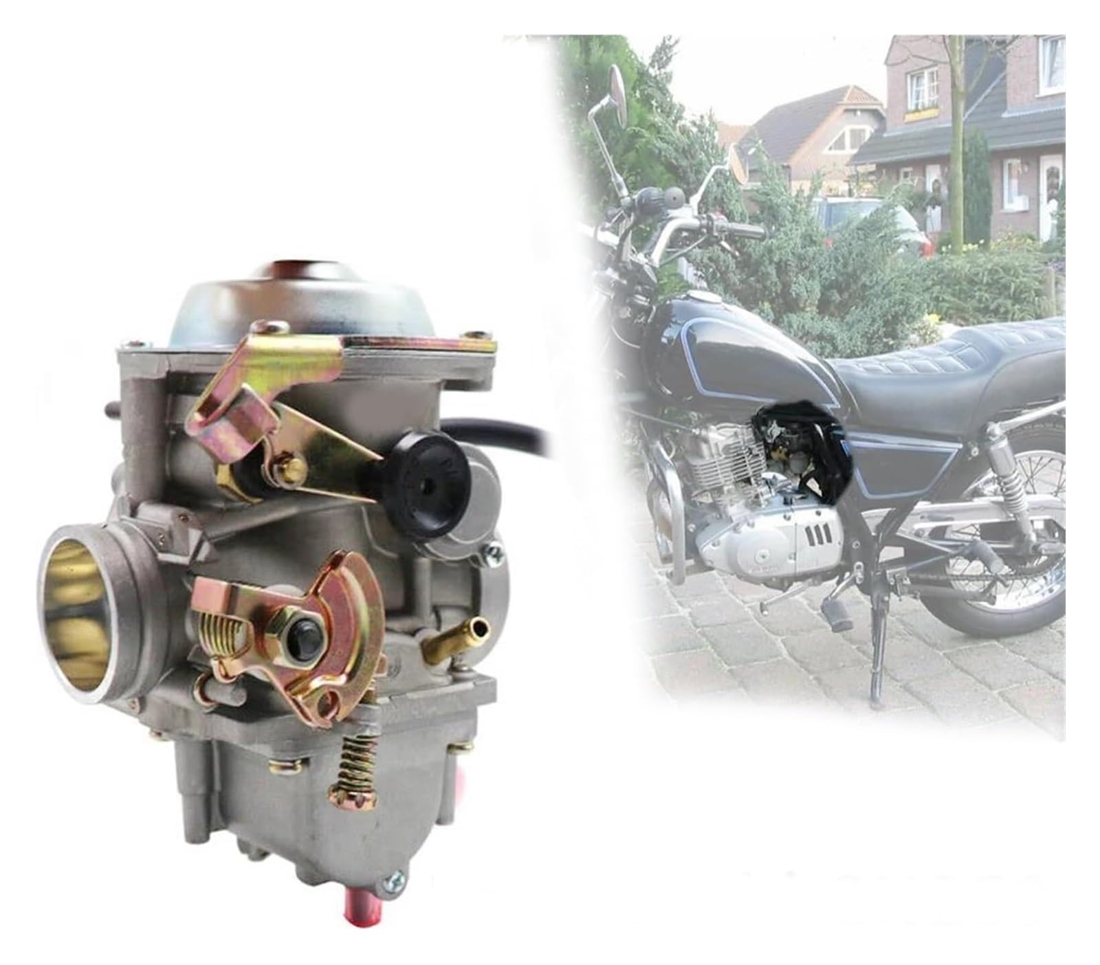 Moto Gasmotoren Vergaser Kit Für Y&amaha Sr250 Roketa Jianshe JS400-7 Für Hensim HS400 Scout 300CC-400CC C Zubehör Motorradvergaser Carb von ELCEAMMDLW