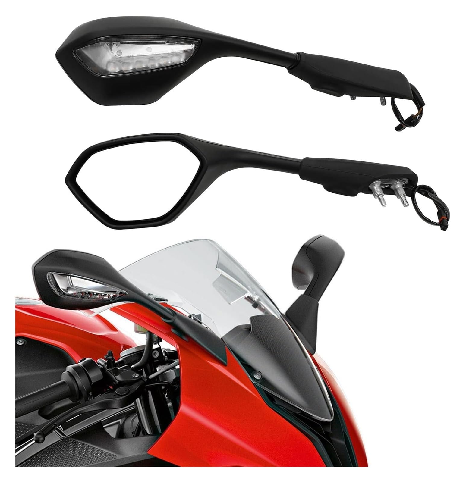 Motorrad Rückspiegel Für BM&W S1000RR 2019 2020 2021 2022 Links Rechts Dekoration Motorrad Rückspiegel LED Blinker Licht(Set) von ELCEAMMDLW