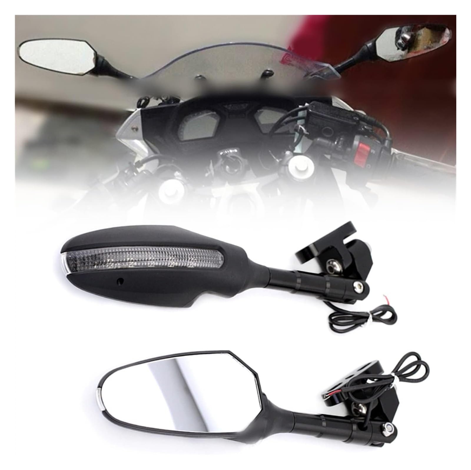 Motorrad Rückspiegel Für K&awasaki Für NINJA 650 400 2017-2021 Für NINJA 300 ZX6R 2013-2018 Dekoration Rückspiegel LED Blinker Rückansicht von ELCEAMMDLW