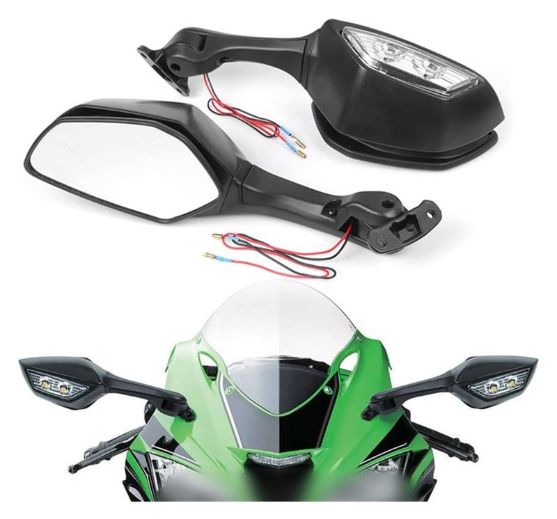 Motorrad Rückspiegel Für K&awasaki Für Ninja ZX-10R ZX10R ZX 10R 2011 2012 2013 2014 Dekoration Motorrad Rückspiegel Rückansicht Seiten-LED-Blinker von ELCEAMMDLW