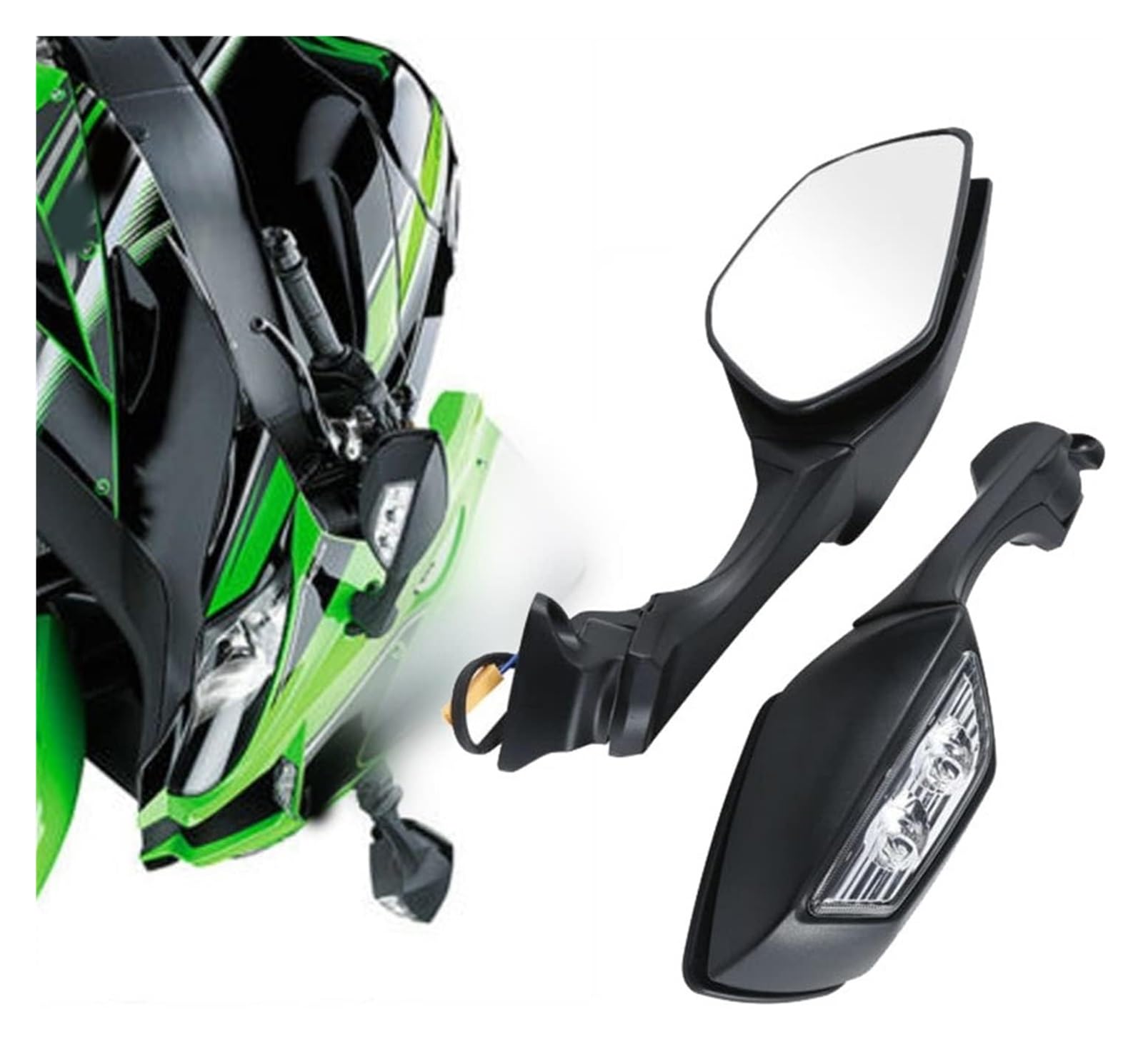 Motorrad Rückspiegel Für K&awasaki Für Ninja ZX10R 2011-2020 H2 2014-2015 Dekoration Motorrad Rückansicht Seitenspiegel Spiegel LED Blinker(2011-2015) von ELCEAMMDLW