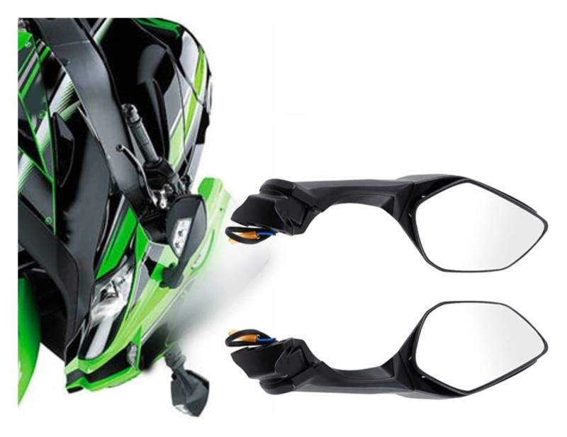 Motorrad Rückspiegel Für K&awasaki Für Ninja ZX10R 2011-2020 H2 2014-2015 Dekoration Motorrad Rückansicht Seitenspiegel Spiegel LED Blinker(2016-2020) von ELCEAMMDLW