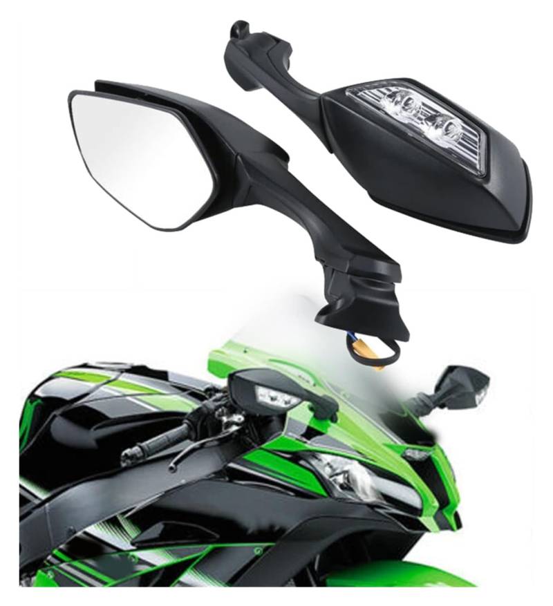 Motorrad Rückspiegel Für K&awasaki Für Ninja ZX10R 2011-2020 H2 2014-2015 Motorrad Rückansicht Seitenspiegel Spiegel LED Blinker Dekoration(2011-2015) von ELCEAMMDLW