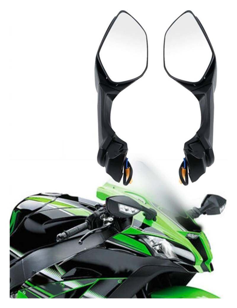 Motorrad Rückspiegel Für K&awasaki Für Ninja ZX10R 2011-2020 H2 2014-2015 Motorrad Rückansicht Seitenspiegel Spiegel LED Blinker Dekoration(2016-2020) von ELCEAMMDLW