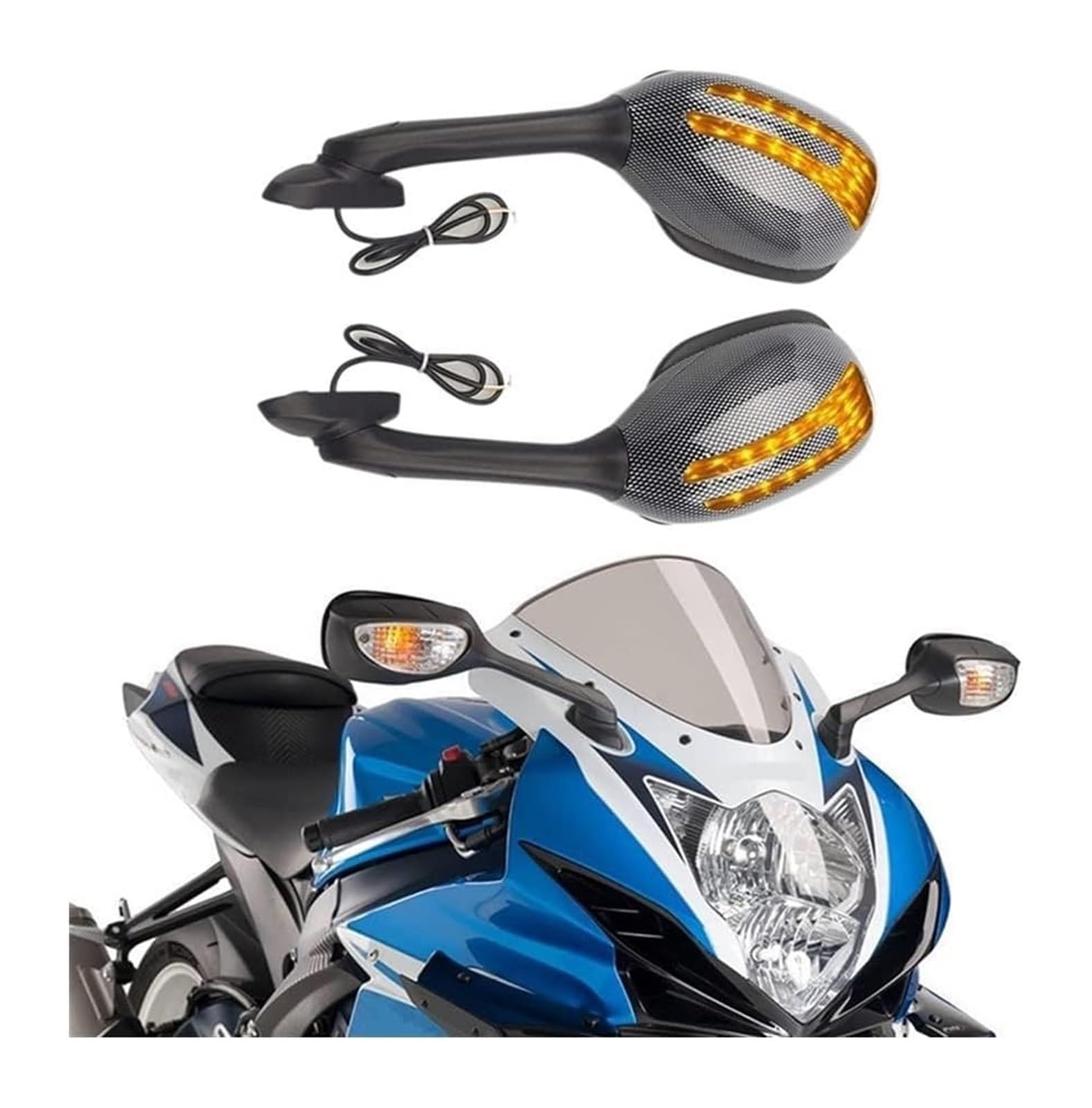 Motorrad Rückspiegel Für Suzuki GSXR 600 750 1000 K5 K6 K7 K8 K9 Spiegel Motorrad Seite & Zubehör Motorradspiegel Blinkerlampe Seitenflügelspiegel Zubehör von ELCEAMMDLW