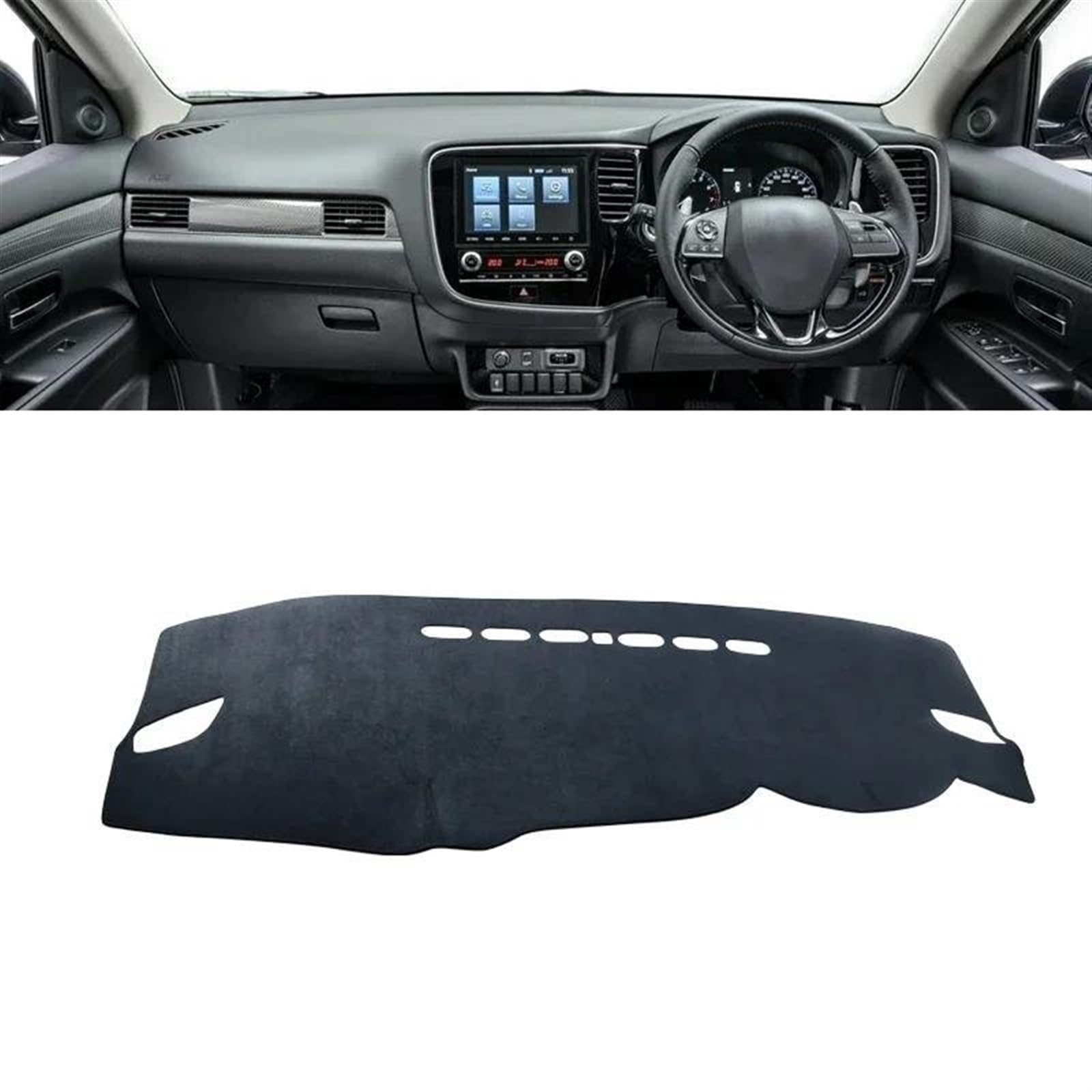 Armaturenbrett Abdeckung Matte Auto-Armaturenbrett-Abdeckung, Lichtschutzmatte, Anti-UV-Pad, Für Mitsubishi Für Outlander 3 2013 2014 2015 2016 2017 2018 2019 2020(B RHD Black) von ELDVSUA