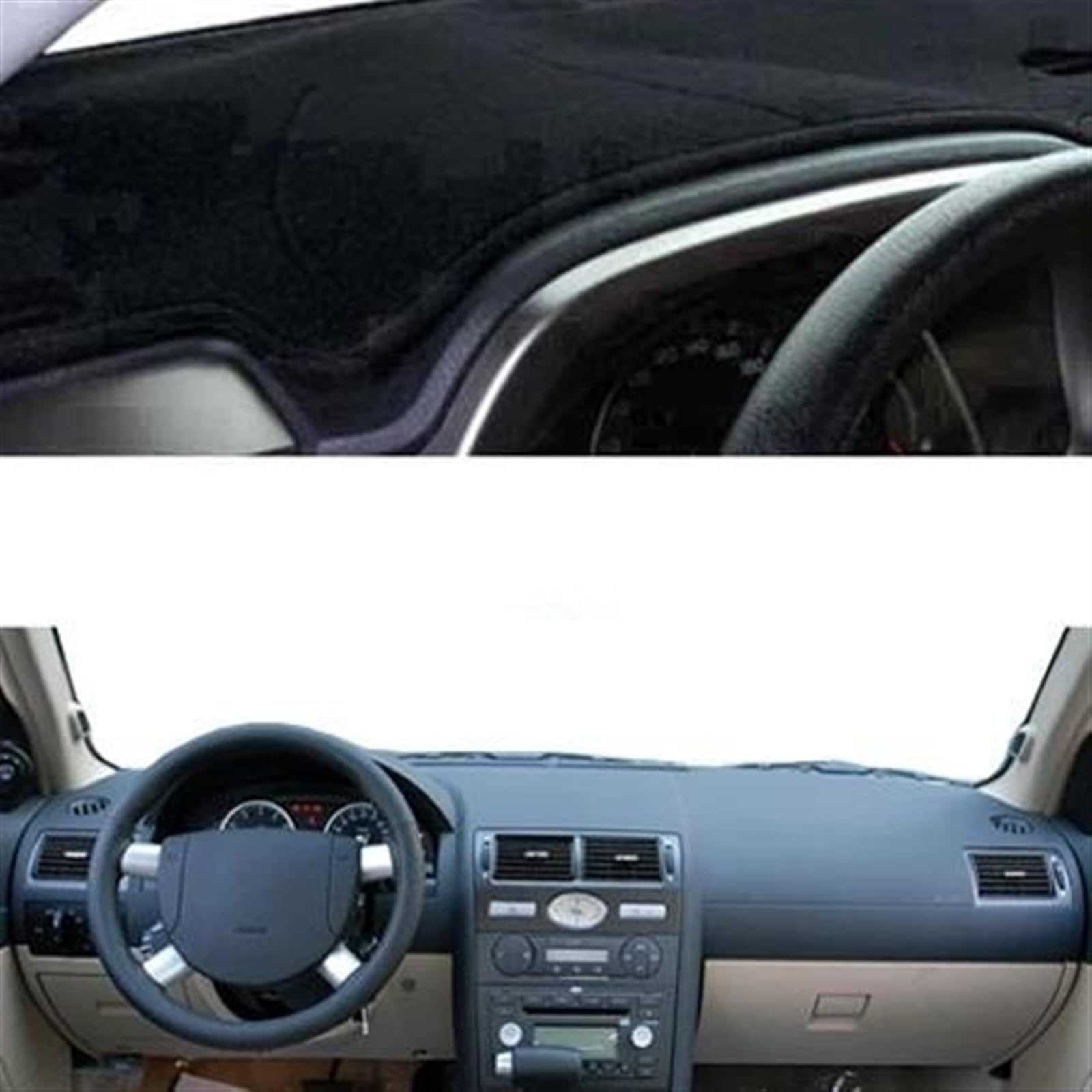 Armaturenbrett Abdeckung Matte Auto Armaturenbrett Abdeckung Dash Matte Teppich Cape Für Ford Für Mondeo MK3 2000 2001 2002 2003 2004 2005 2006 LHD RHD(Black LHD) von ELDVSUA