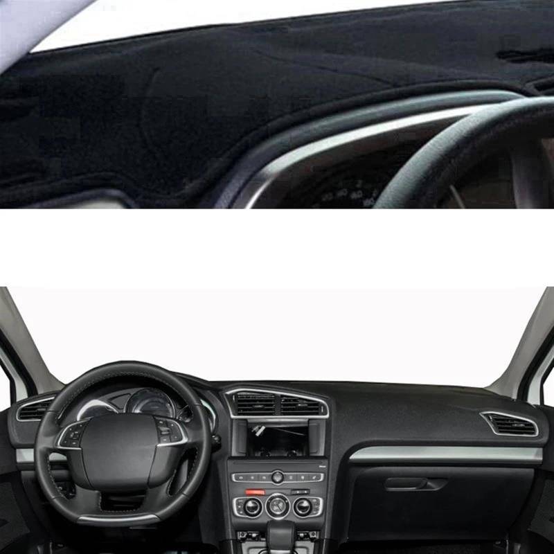 Armaturenbrett Abdeckung Matte Auto Armaturenbrett Abdeckung Dash Matte Teppich Für Citroen Für C4 Für MK2 2011 2012 2013 2014 2015 2016 2017 2018(Black LHD) von ELDVSUA