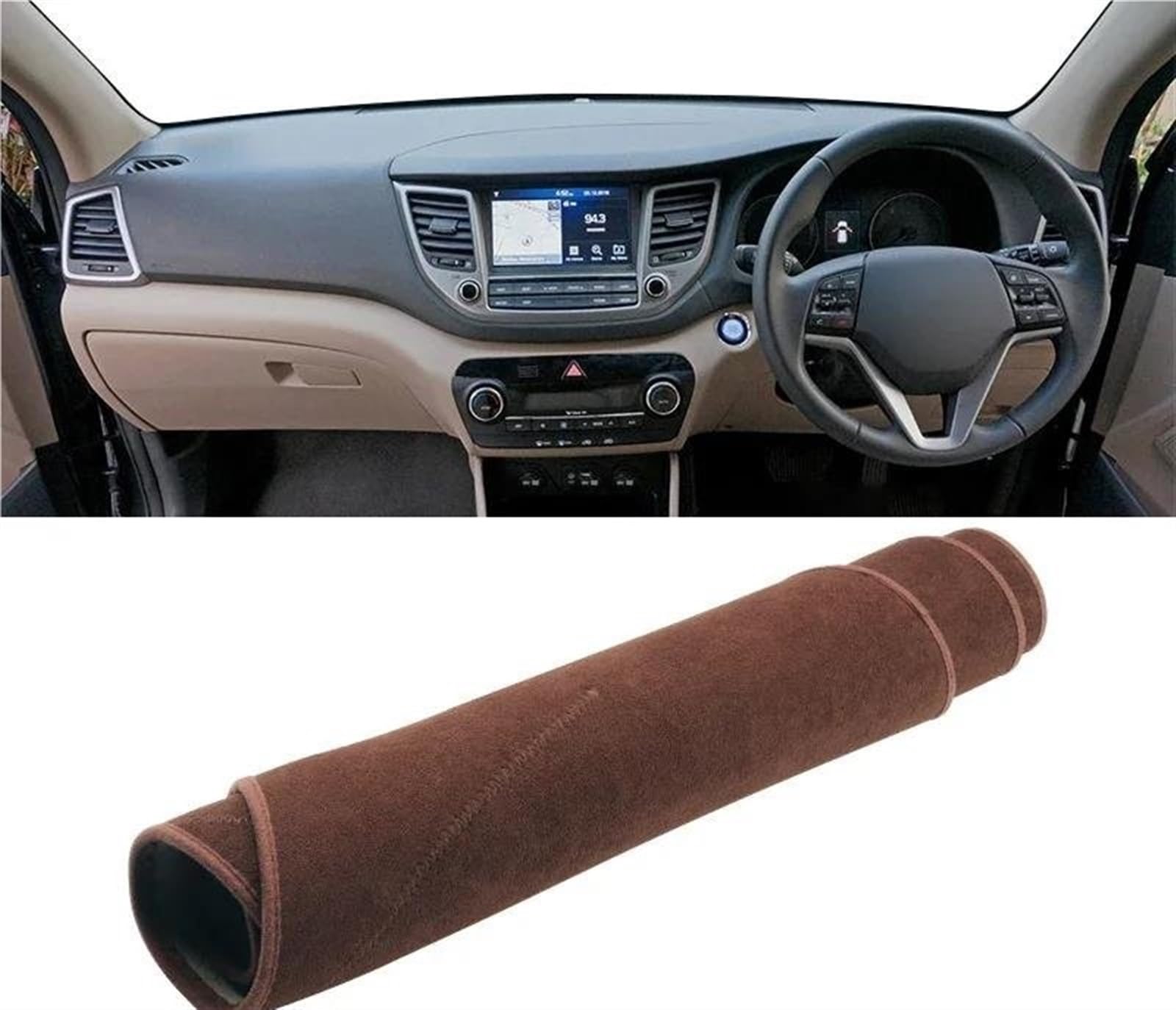 Armaturenbrett Abdeckung Matte Auto Armaturenbrett Abdeckung Für Hyundai Für Tucson TL 2015 2016 2017 2018 Instrument Schreibtisch Sonnenschutz Matte Dash rutschfeste Pad(B RHD Brown) von ELDVSUA