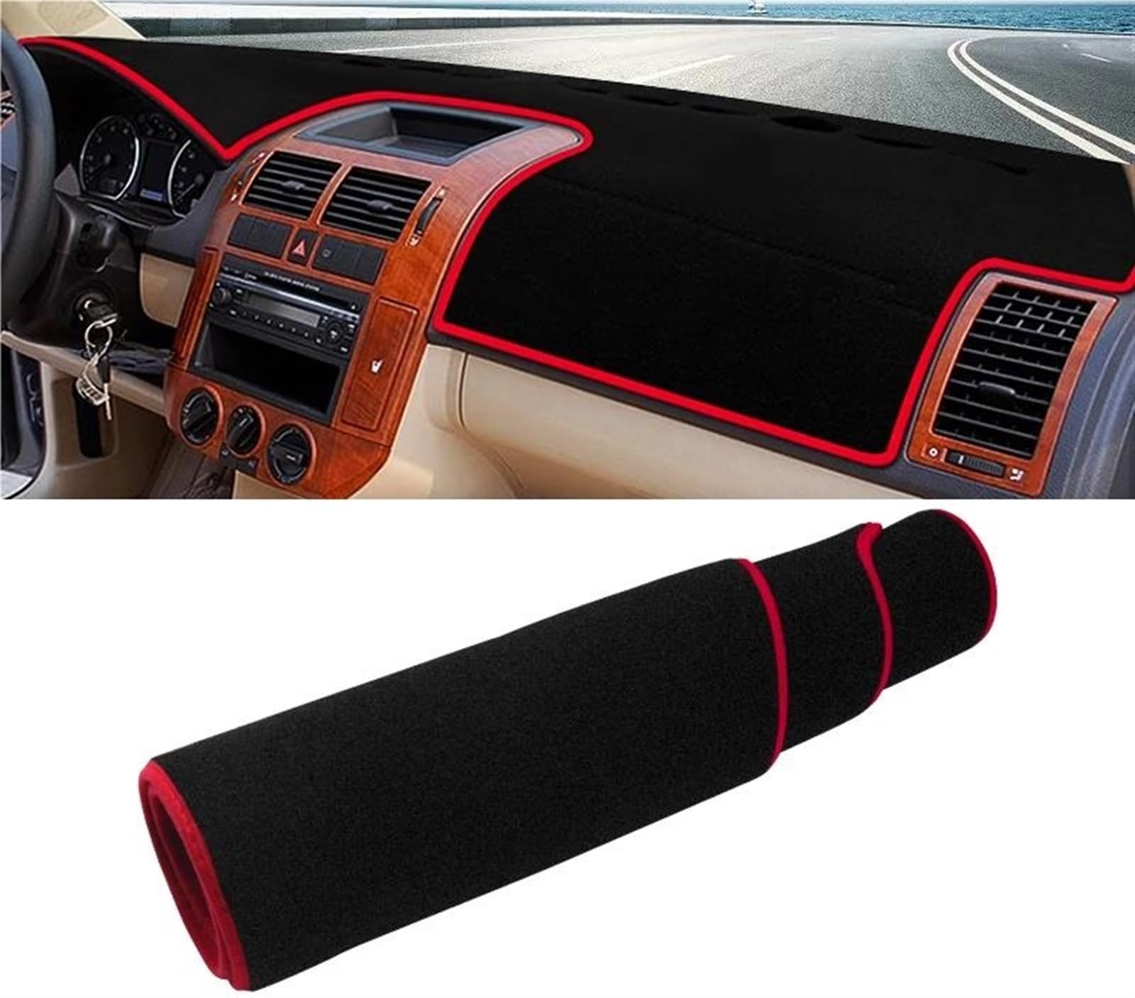 Armaturenbrett Abdeckung Matte Auto Armaturenbrett Abdeckung Für VW Für Polo 9N 9N3 2002 2003 2004 2005 2006 2007 2008 Dash Sonnenschutz Matte Pad Zubehör(A Red Side) von ELDVSUA