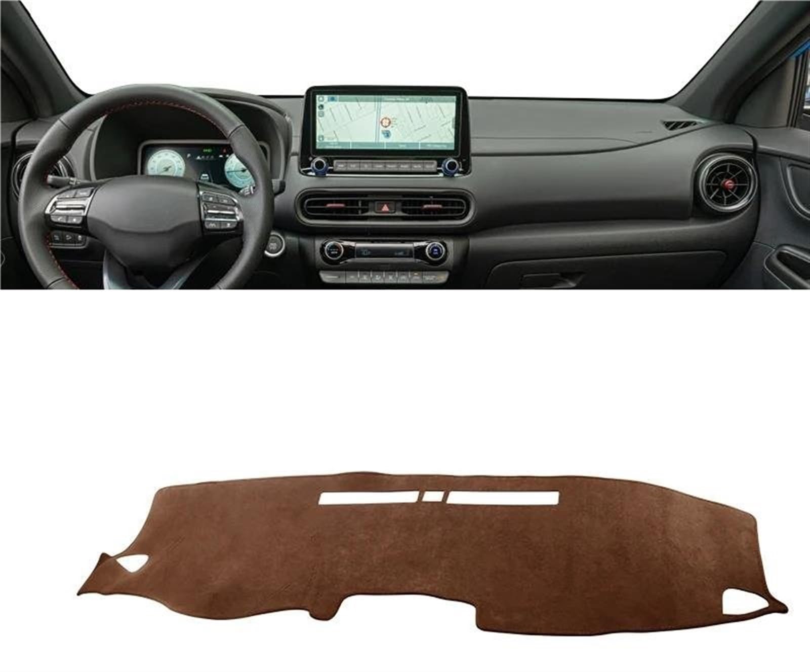 Armaturenbrett Abdeckung Matte Auto-Armaturenbrett Sonnenschutz Pad Instrument Schreibtisch Abdeckung Matten Für Hyundai Für KONA 2017 2018 2019 2020 2021 2022 2023(B LHD Brown) von ELDVSUA