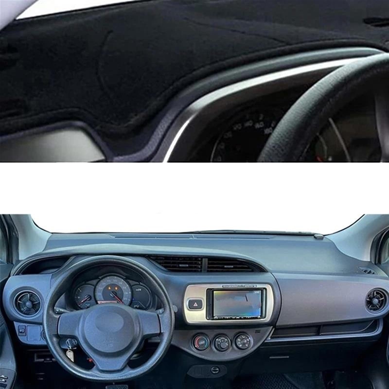 Armaturenbrett Abdeckung Matte Auto Auto Innen Dashboard Abdeckung Für Toyota Für Vitz 2012 2013 2014 2015 2016 2017 Dashmat Sonnenschutz Teppich(LHD-Black) von ELDVSUA