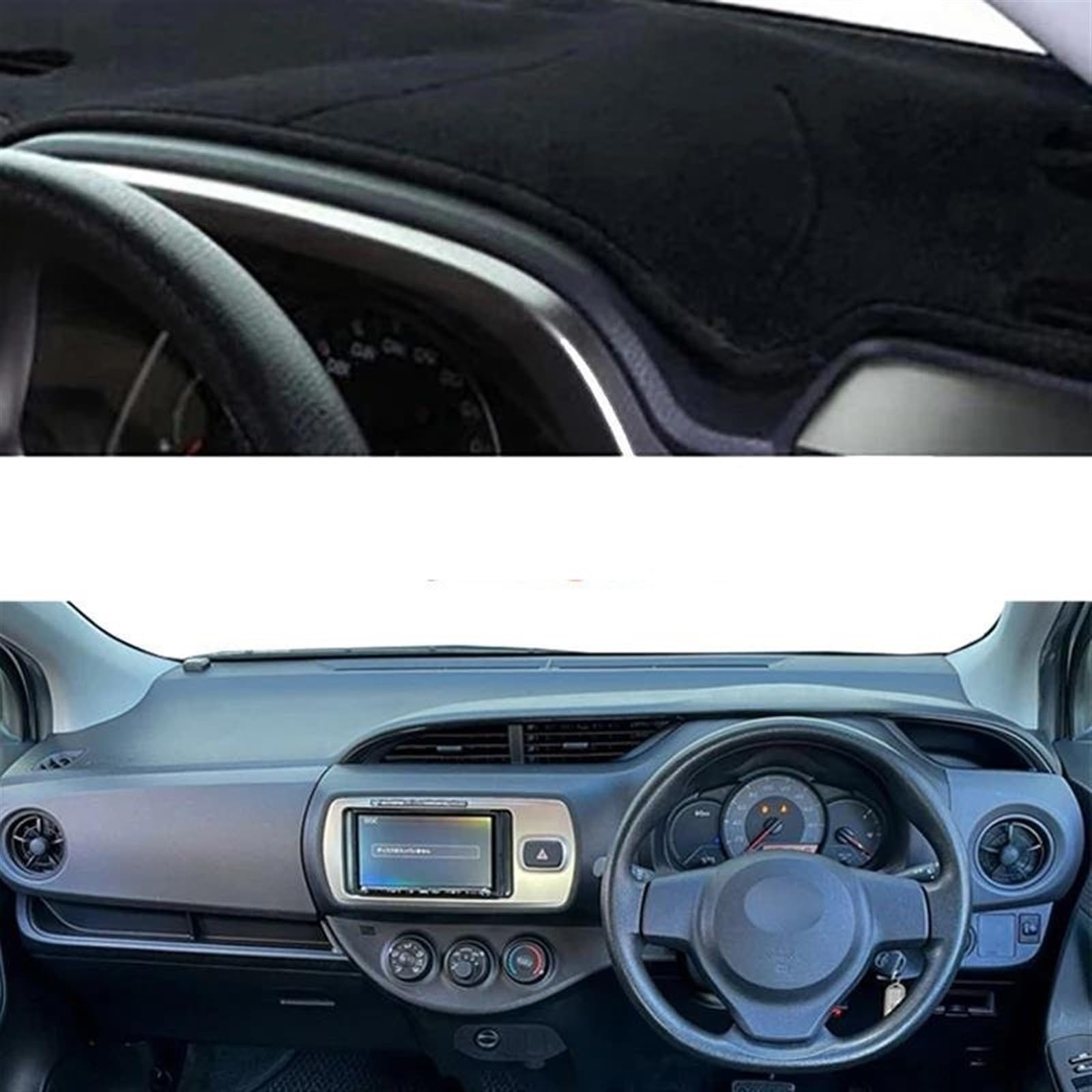 Armaturenbrett Abdeckung Matte Auto Auto Innen Dashboard Abdeckung Für Toyota Für Vitz 2012 2013 2014 2015 2016 2017 Dashmat Sonnenschutz Teppich(RHD-Black) von ELDVSUA