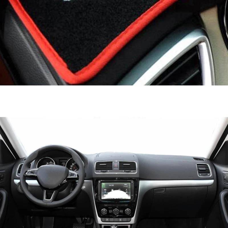 Armaturenbrett Abdeckung Matte Auto Dashboard Abdeckung Dash Matte Teppich Für Skoda Für Yeti 2009 2010 2011 2012 2013 2014 2015 2016 2017 Sonnenschutz Dashmat(Red LHD) von ELDVSUA