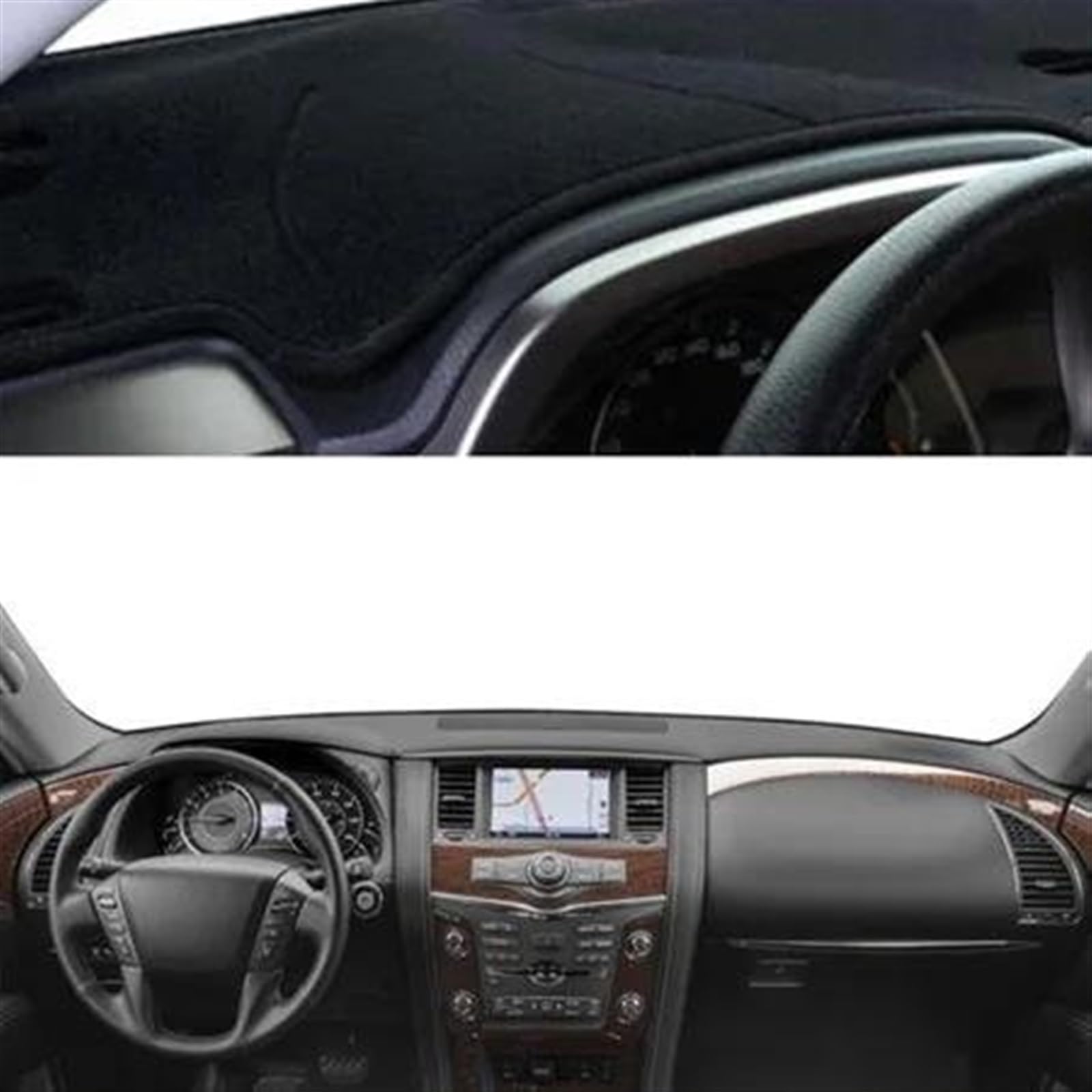 Armaturenbrett Abdeckung Matte Auto Dashboard Abdeckung Für Infiniti QX56 QX80 2011 2012 2013 2014 2015 2016 2017 2018 2019 Dashboard Sonnenschutz(Black LHD) von ELDVSUA