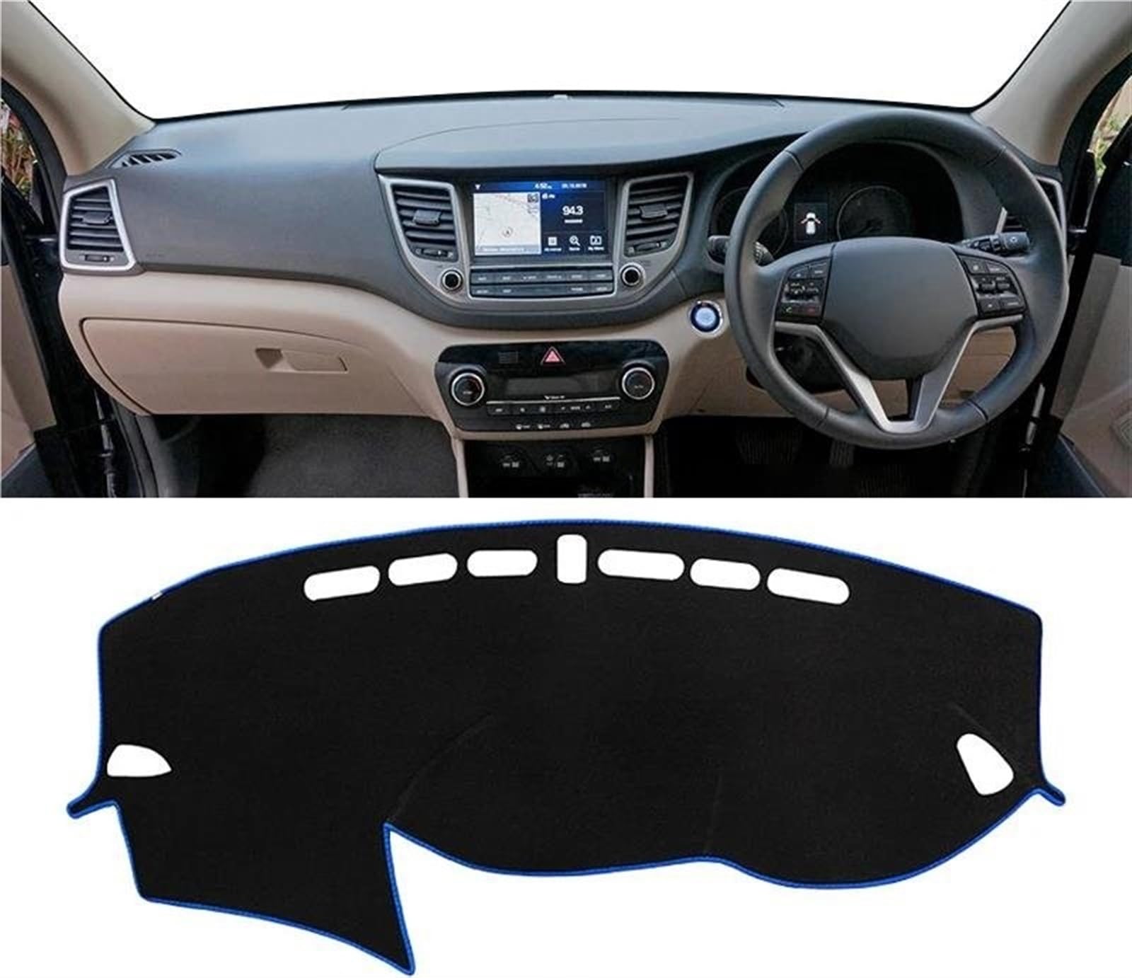 Armaturenbrett Abdeckung Matte Auto Dashboard Abdeckung Instrument Panel Matte Teppiche Für Hyundai Für Tucson TL 2015 2016 2017 2018 2019 2020(RHD 2015-2018 Blue) von ELDVSUA