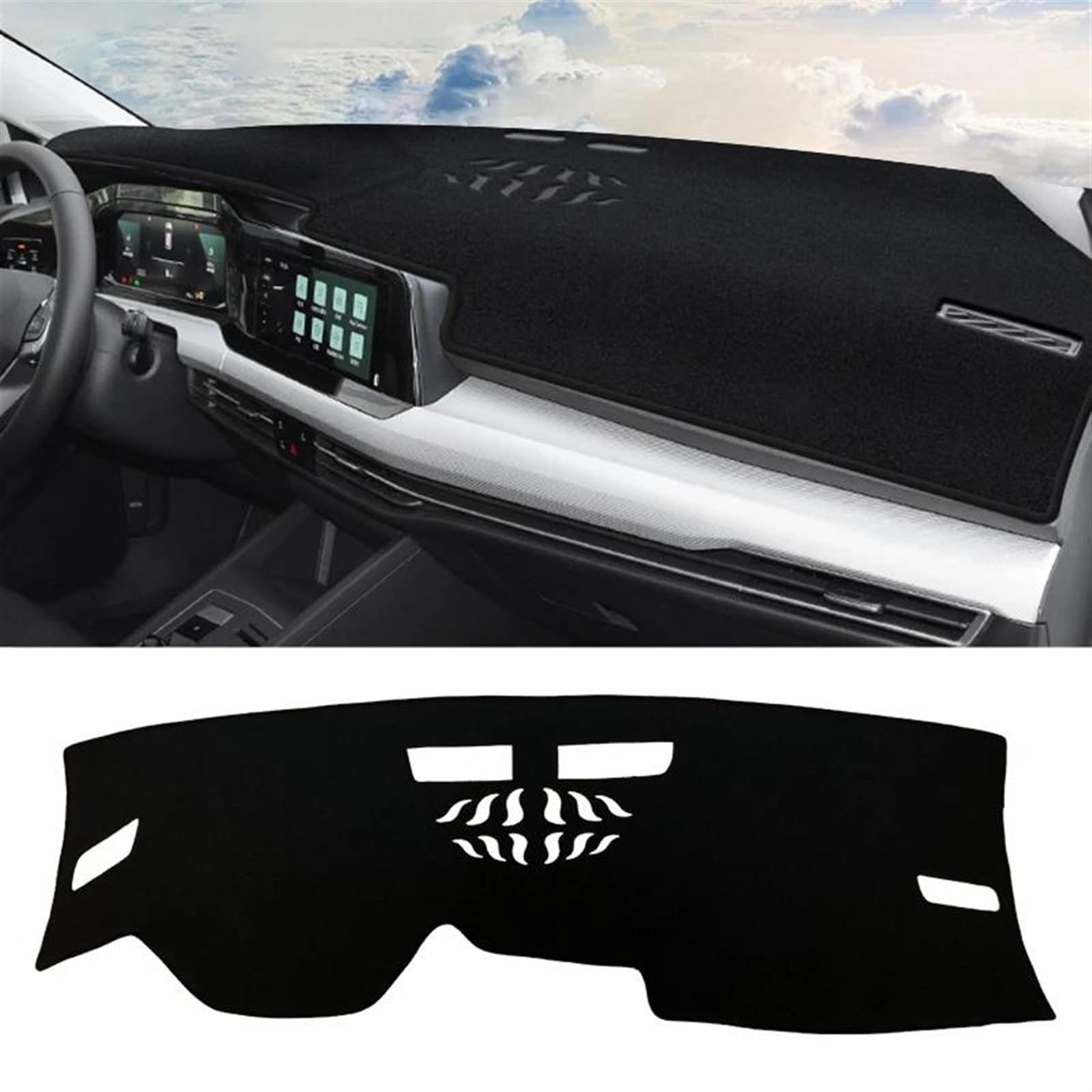 Armaturenbrett Abdeckung Matte Auto Dashboard Abdeckung Sonnenschutz Pad Instrument Panel Teppiche Matte Für VW Für Golf 8 MK8 2020 2021 2022(Front Black Side) von ELDVSUA