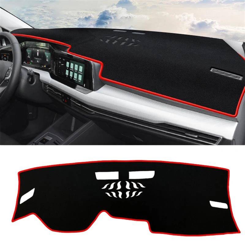 Armaturenbrett Abdeckung Matte Auto Dashboard Abdeckung Sonnenschutz Pad Instrument Panel Teppiche Matte Für VW Für Golf 8 MK8 2020 2021 2022(Front Red Side) von ELDVSUA