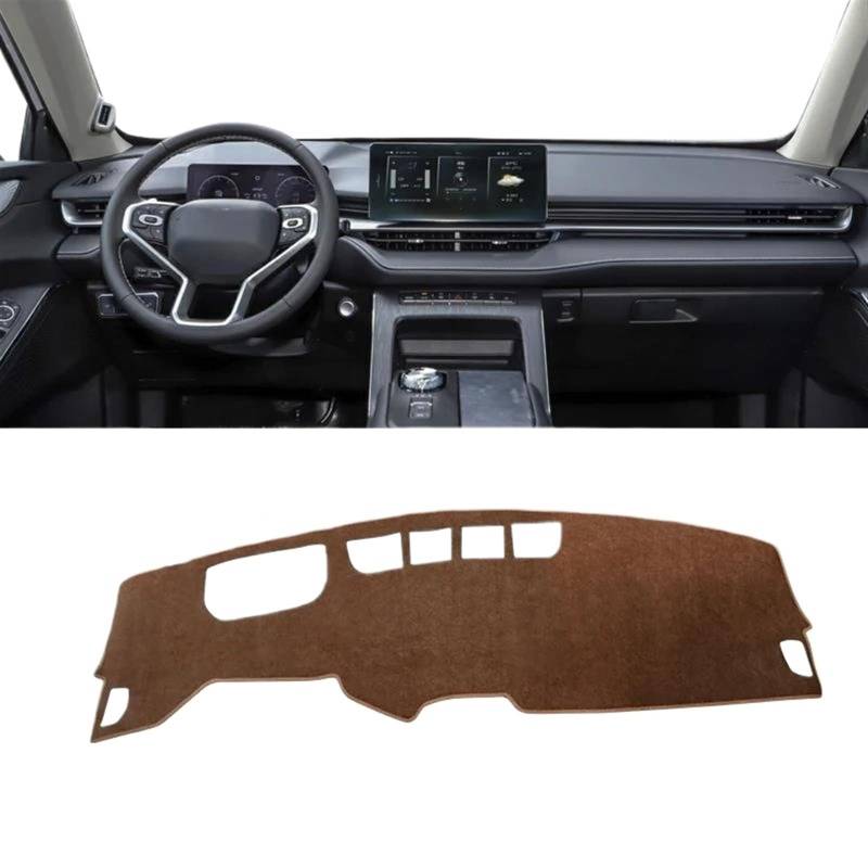 Armaturenbrett Abdeckung Matte Auto Dashboard Vermeiden Licht Pad Instrument Plattform Teppich Für Haval H6 3rd Gen GT 2021 2022 2023 2024 Für PHEV(B Brown LHD) von ELDVSUA