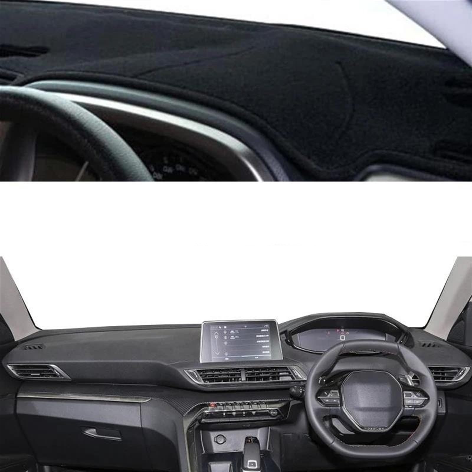 Armaturenbrett Abdeckung Matte Auto Innere Dashboard Abdeckung Für Peugeot 3008 5008 2017 2018 2019 2020 Auto Dash Matte Teppich Sonnenschutz Dashmat Teppich(Black RHD) von ELDVSUA