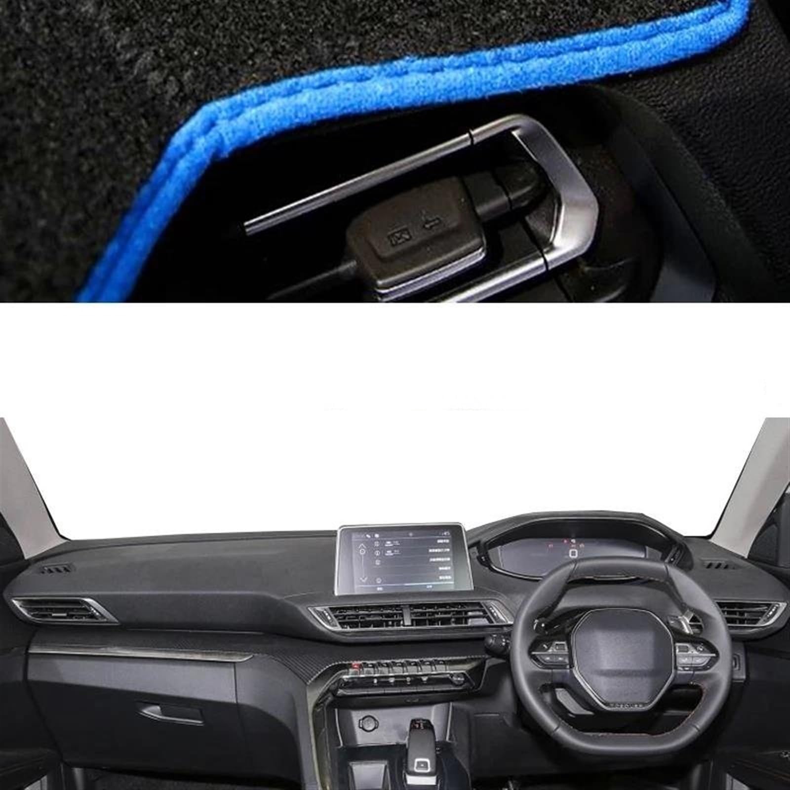 Armaturenbrett Abdeckung Matte Auto Innere Dashboard Abdeckung Für Peugeot 3008 5008 2017 2018 2019 2020 Auto Dash Matte Teppich Sonnenschutz Dashmat Teppich(Blue RHD) von ELDVSUA