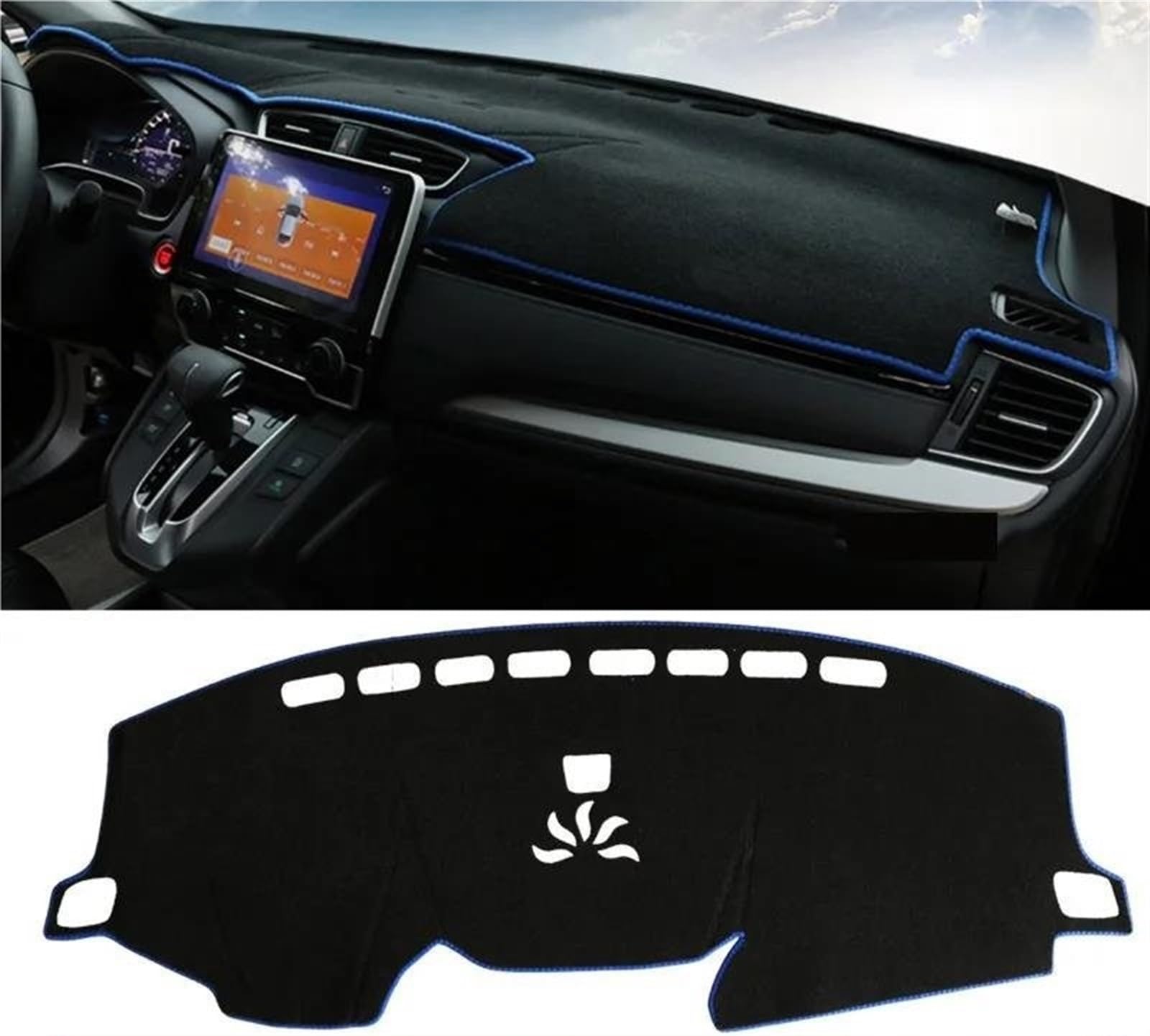 Armaturenbrett Abdeckung Matte Für CRV 5th 2017 2018 2019 2020 2021 2022 Auto Dashboard Abdeckung Matte Vermeiden Licht Pad Instrument Plattform Dashboard Teppich(2017-2022 Blue Side) von ELDVSUA