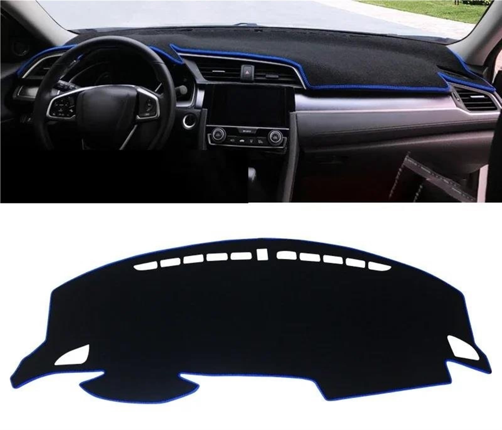 Armaturenbrett Abdeckung Matte Für Civic X 10th 2016 2017 2018 2019 2020 Auto Dashboard Sonnenschutz Abdeckung Instrument Panel rutschfeste Pad Zubehör(A Blue Side LHD) von ELDVSUA