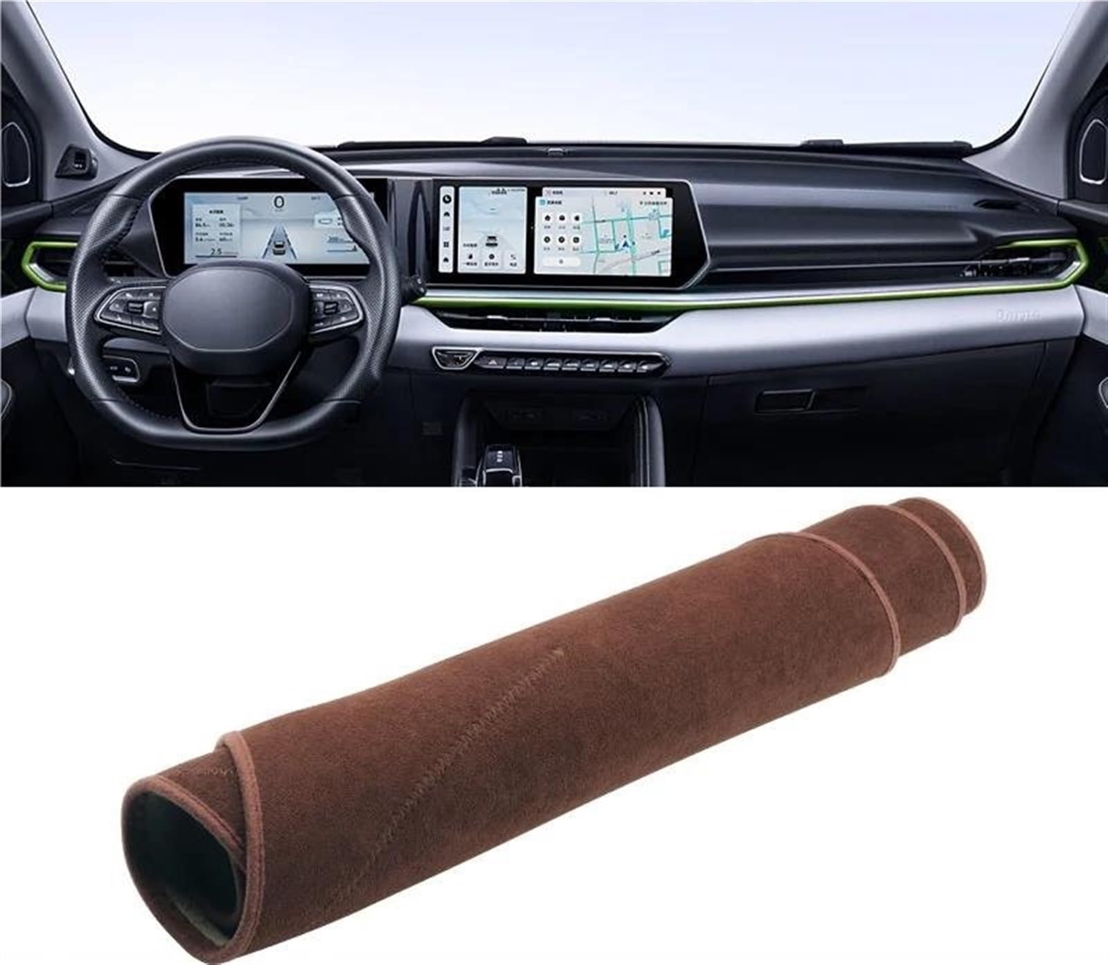 Armaturenbrett Abdeckung Matte Für Geely Für Coolray 2022 2023 2024 Auto Dashboard Abdeckung Nicht-Slip Matte Instrument Teppiche Dashmat Pad(B Brown) von ELDVSUA