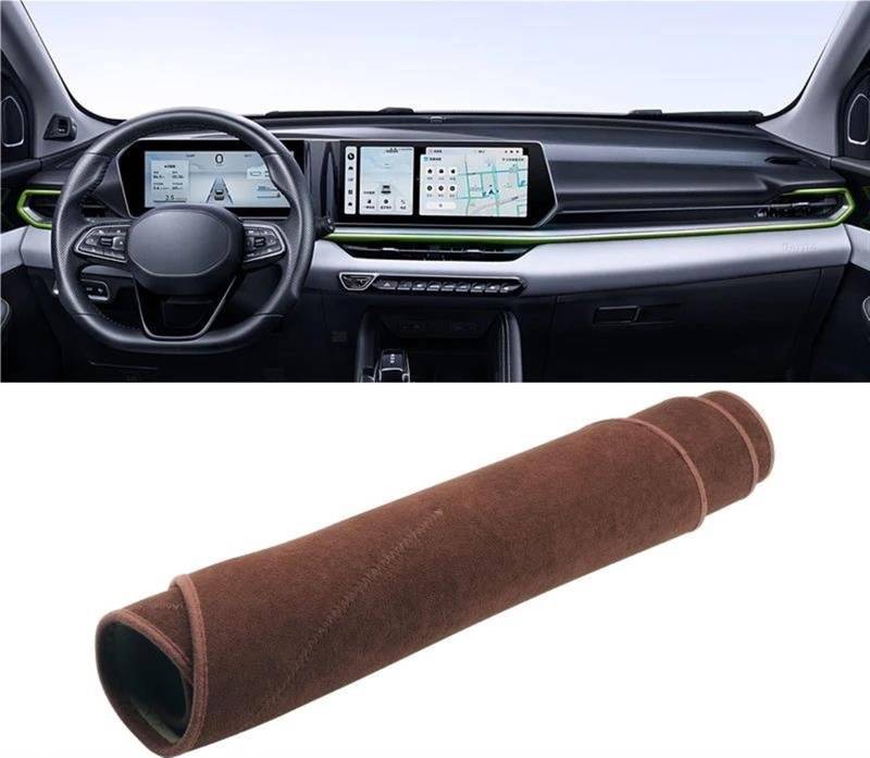 Armaturenbrett Abdeckung Matte Für Geely Für Coolray 2022 2023 2024 Auto Dashboard Abdeckung Nicht-Slip Matte Instrument Teppiche Dashmat Pad(B Brown) von ELDVSUA