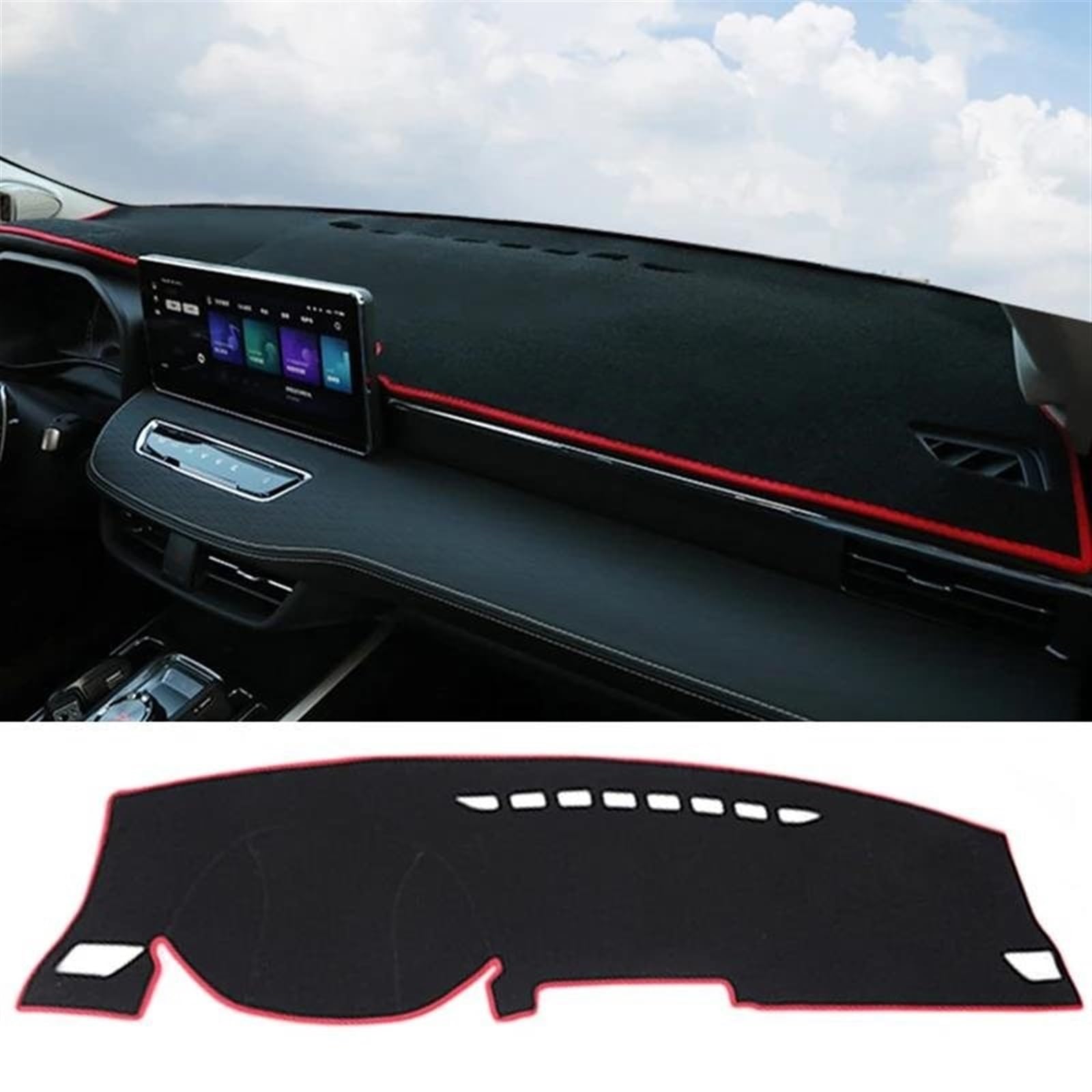 Armaturenbrett Abdeckung Matte Für Haval Für Jolion 2021 2022 2023 2024 Auto Dashboard Abdeckung Sonnenschutz Pads Teppiche Instrument Panel Schreibtisch Matten(No HUD Red LHD) von ELDVSUA