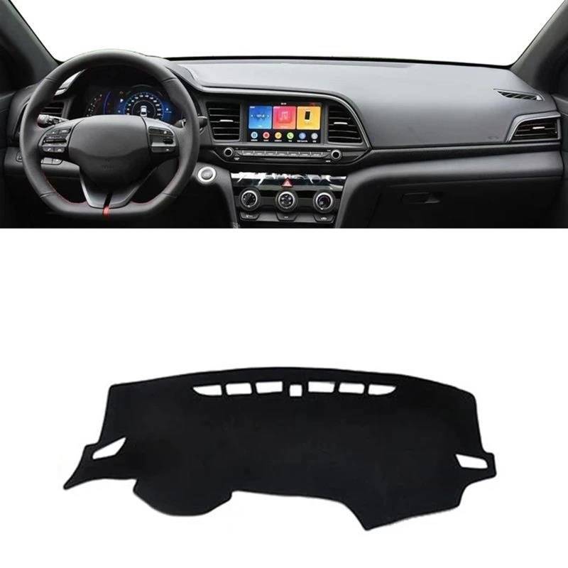 Armaturenbrett Abdeckung Matte Für Hyundai Für Elantra AD 2016 2017 2018 2019 2020 LHD RHD Auto Dashboard Abdeckung Matte Instrument Panel Teppich(LHD Black Side) von ELDVSUA