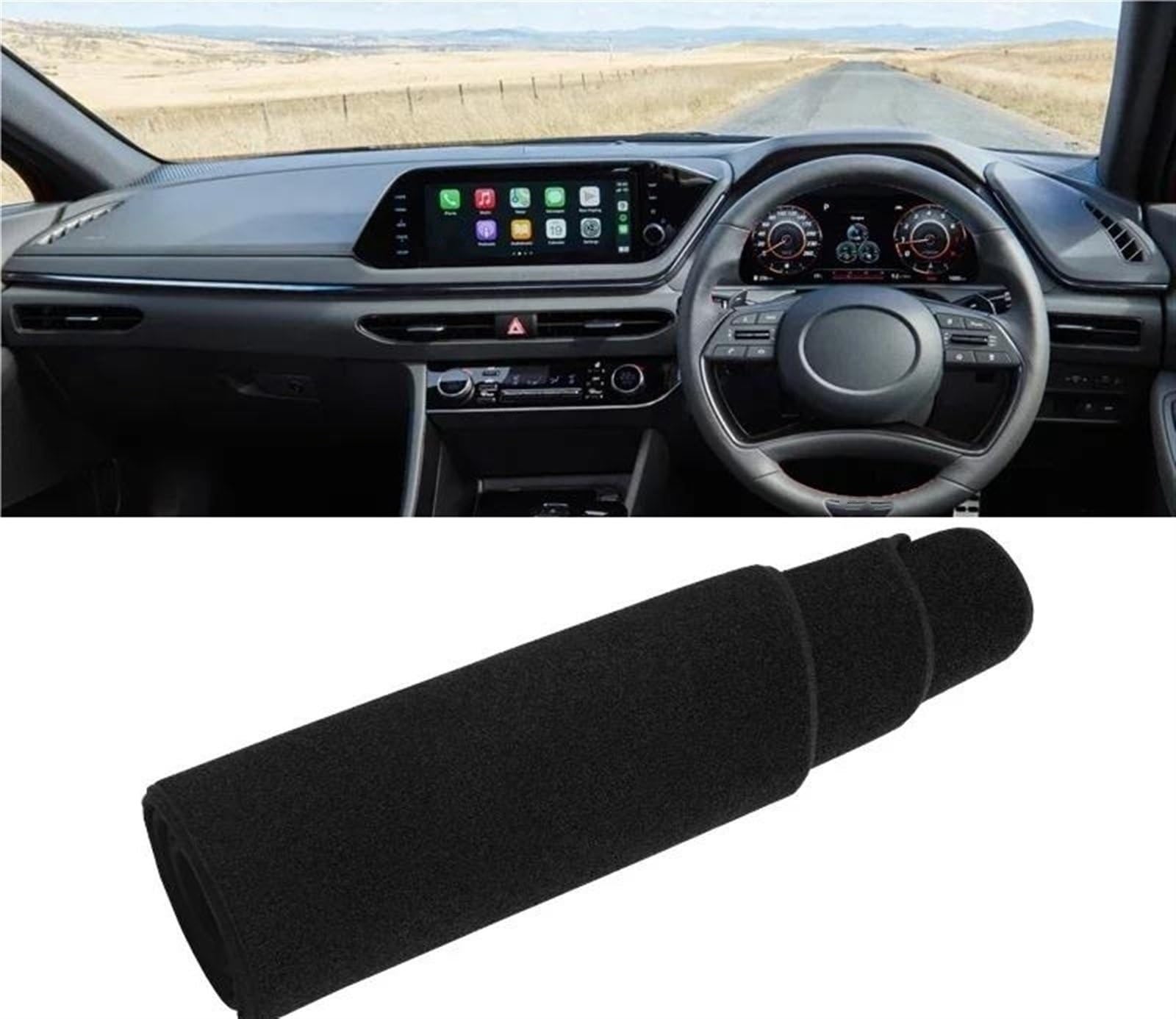 Armaturenbrett Abdeckung Matte Für Hyundai Für Sonata DN8 2019 2020 2021 2022 Auto-Armaturenbrett-Sonnenschutzabdeckung Instrumententafelmatte Rutschfestes Pad Zubehör(A RHD Black Side) von ELDVSUA