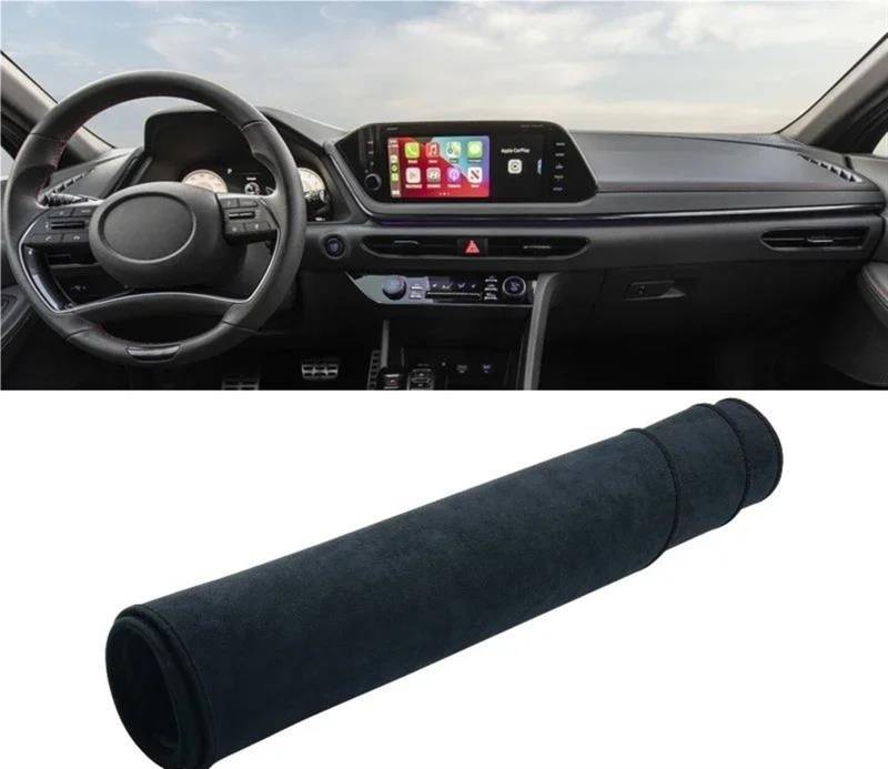 Armaturenbrett Abdeckung Matte Für Hyundai Für Sonata DN8 2019 2020 2021 2022 Auto-Armaturenbrett-Sonnenschutzabdeckung Instrumententafelmatte Rutschfestes Pad Zubehör(B LHD Black) von ELDVSUA