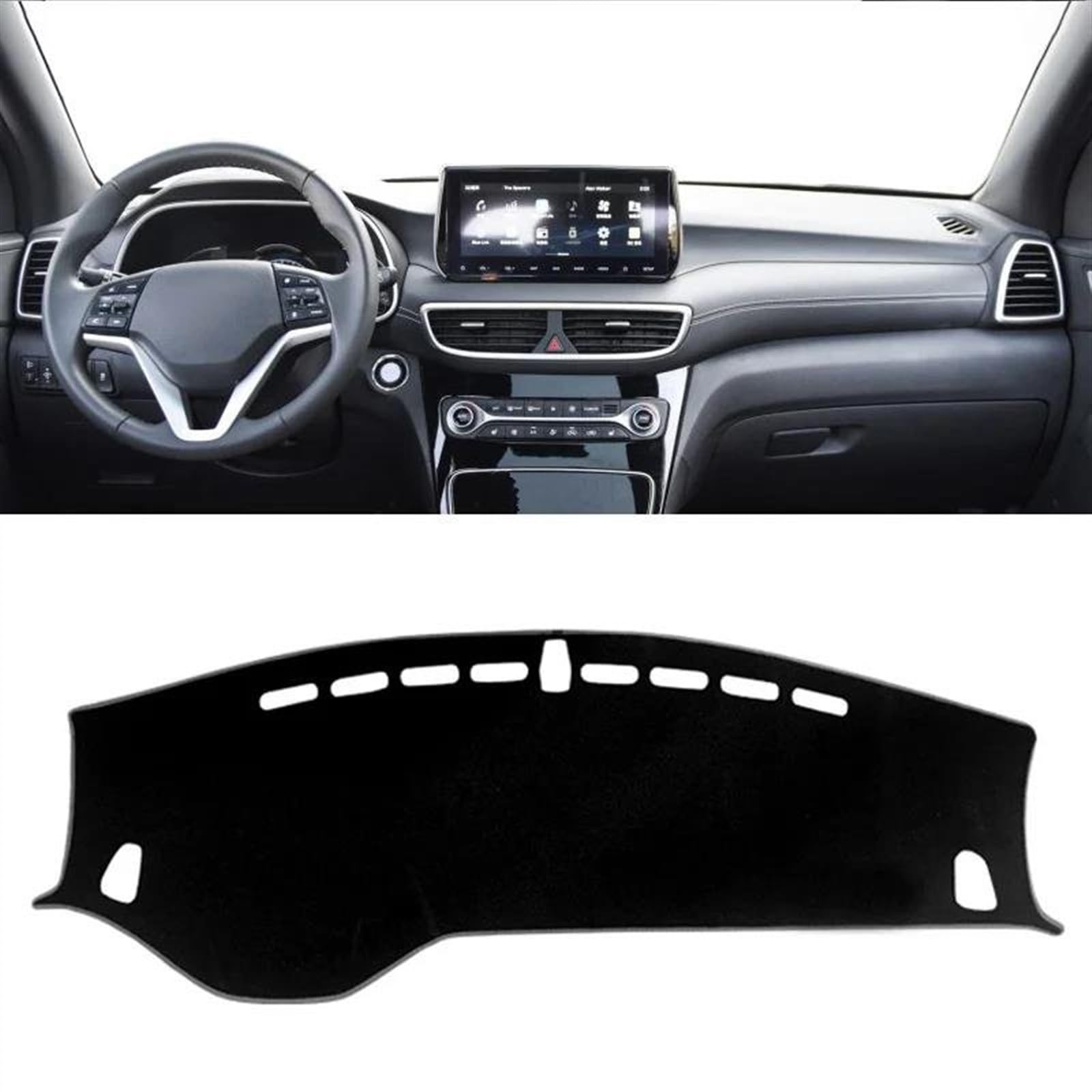 Armaturenbrett Abdeckung Matte Für Hyundai Für Tucson 2015 2016 2017 2018 2019 2020 Dashboard Abdeckung Matte Pad Dashmat Dash Sonnenschirm Instrument Teppich(LHD Black 2019-2020) von ELDVSUA