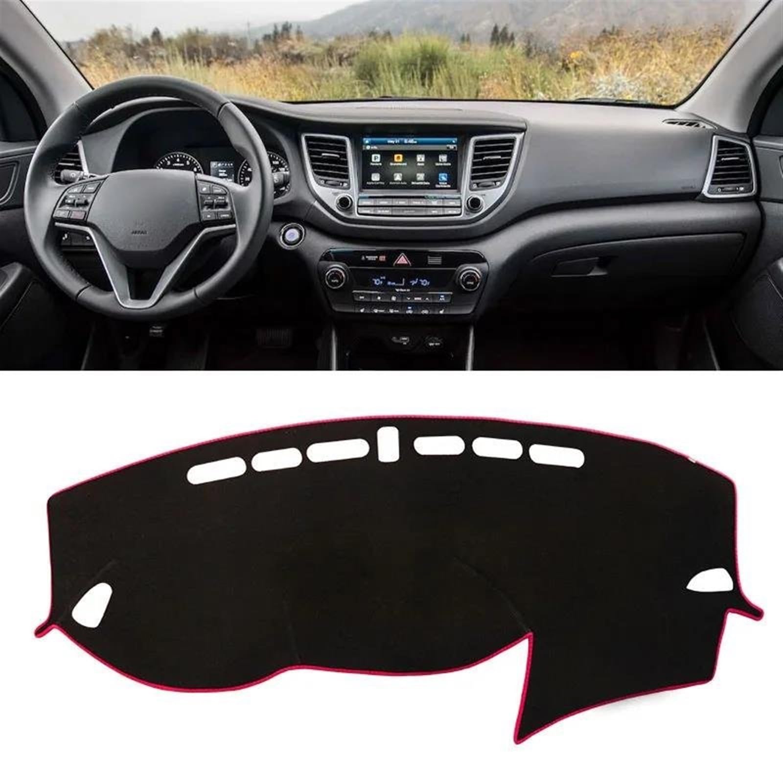 Armaturenbrett Abdeckung Matte Für Hyundai Für Tucson 2015 2016 2017 2018 2019 2020 Dashboard Abdeckung Matte Pad Dashmat Dash Sonnenschirm Instrument Teppich(LHD Red 2015-2018) von ELDVSUA