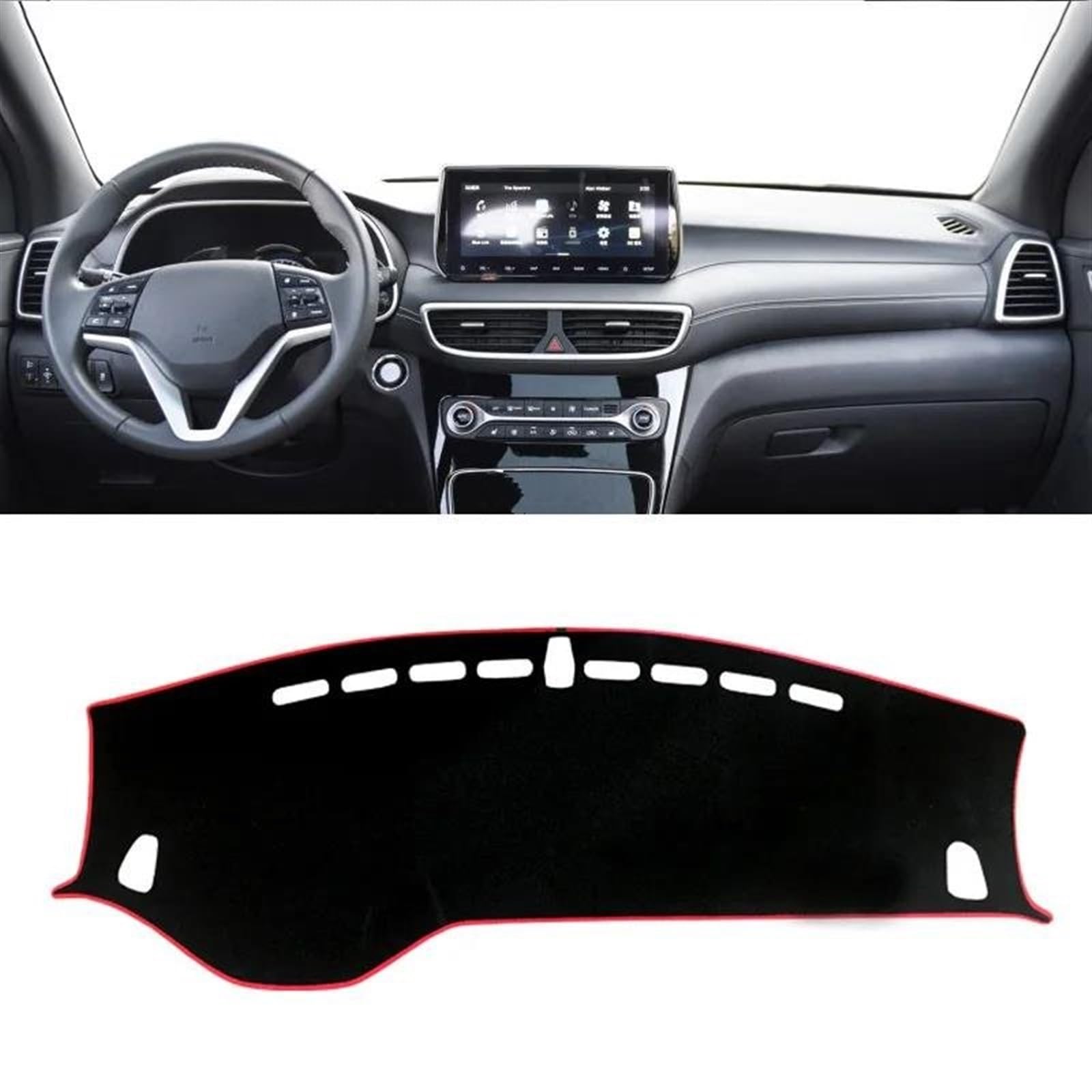 Armaturenbrett Abdeckung Matte Für Hyundai Für Tucson 2015 2016 2017 2018 2019 2020 Dashboard Abdeckung Matte Pad Dashmat Dash Sonnenschirm Instrument Teppich(LHD Red 2019-2020) von ELDVSUA