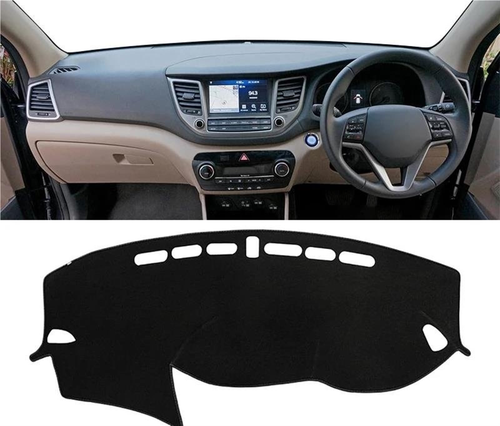 Armaturenbrett Abdeckung Matte Für Hyundai Für Tucson TL 2015 2016 2017 2018 2019 2020 Auto Dashboard Abdeckung Pad Instrument Panel Matte Teppiche(RHD 2015-2018 Black) von ELDVSUA