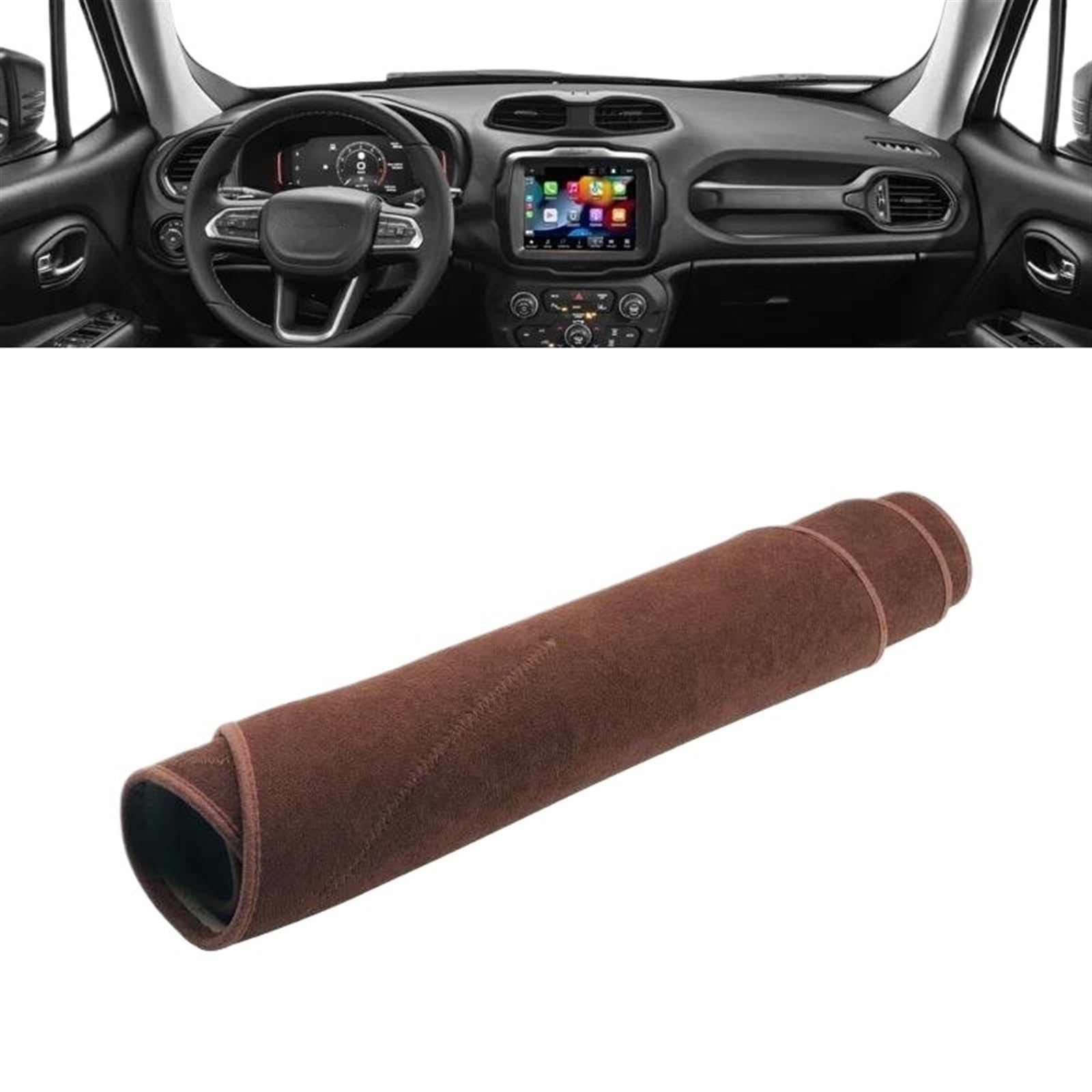 Armaturenbrett Abdeckung Matte Für Jeep Für Renegade 2015 2016 2017 2018 2019 2020 2021 2022 2023 Auto-Armaturenbrett-Abdeckung, Vermeiden Sie Lichtpad(B Brown) von ELDVSUA