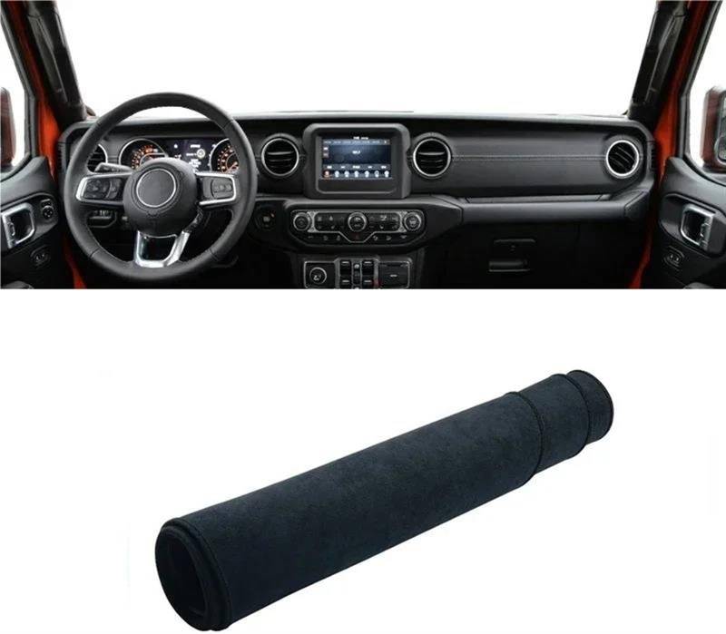 Armaturenbrett Abdeckung Matte Für Jeep Für Wrangler JL 2018 2019 2020 2021 2022 2023 2024 Auto-Armaturenbrett-Sonnenschutz-Abdeckung Instrumententafel Unterlage(Black LHD) von ELDVSUA