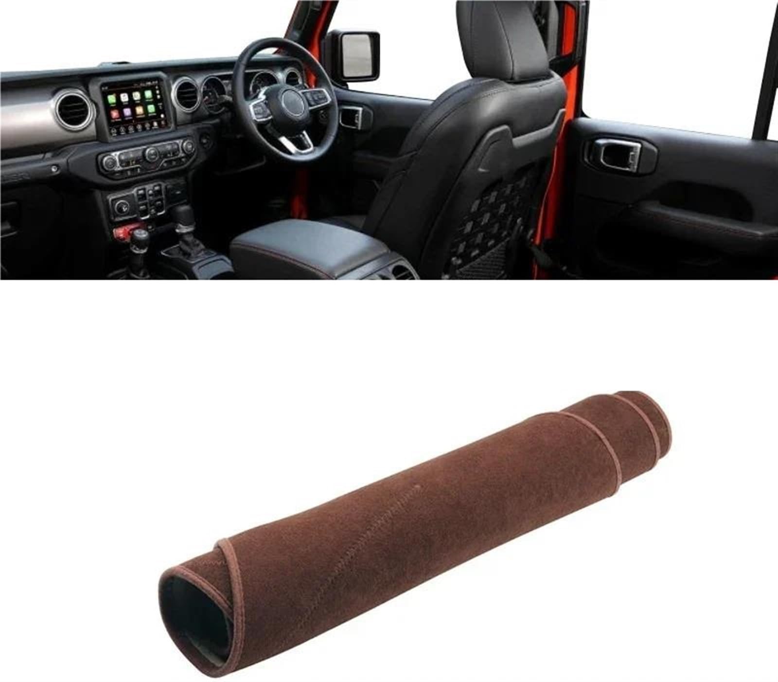 Armaturenbrett Abdeckung Matte Für Jeep Für Wrangler JL 2018 2019 2020 2021 2022 2023 2024 Auto-Armaturenbrett-Sonnenschutz-Abdeckung Instrumententafel Unterlage(Brown RHD) von ELDVSUA