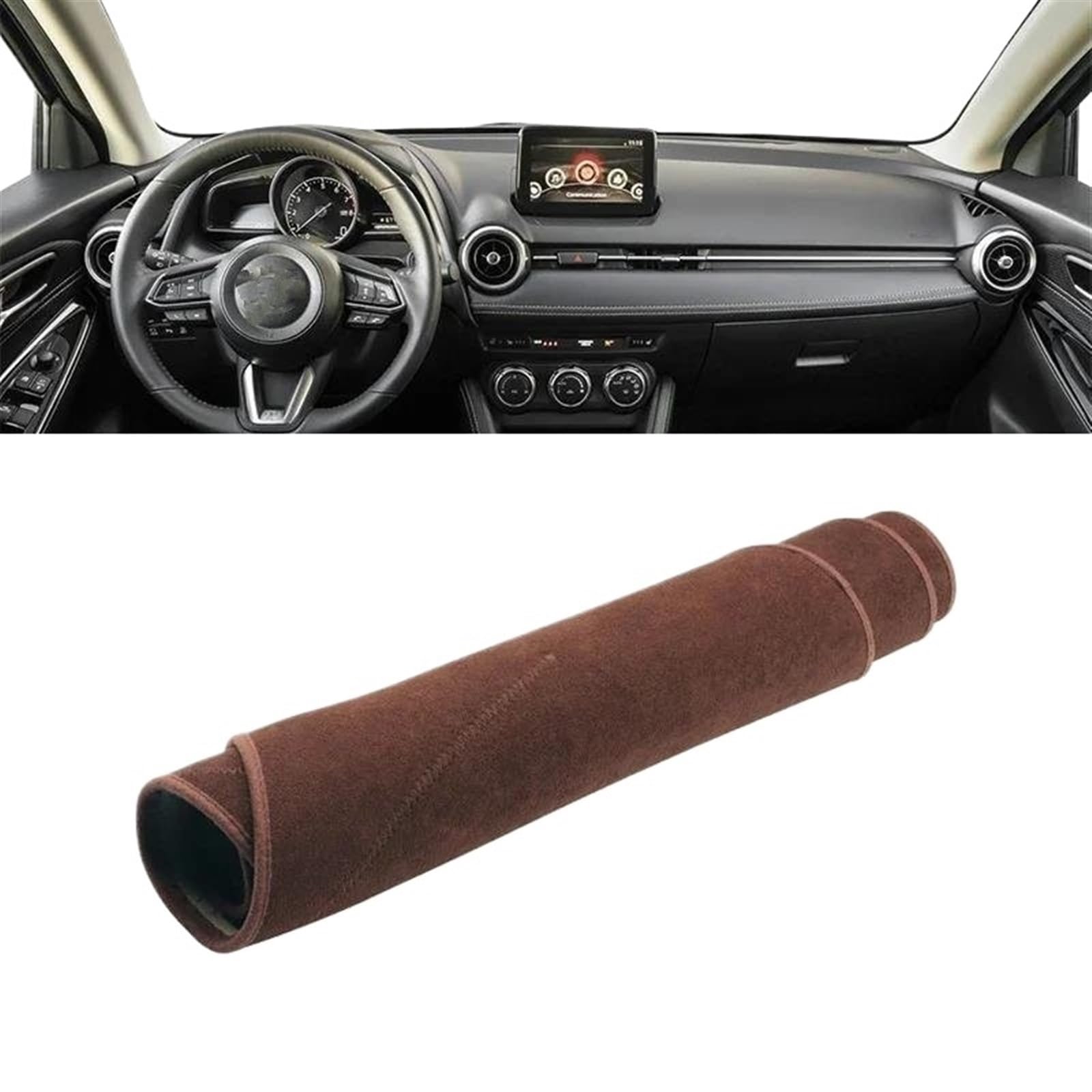 Armaturenbrett Abdeckung Matte Für Mazda 2 DJ DL 2015 2016 2017 2018 2019 2020 2021 2022 2023 Auto Dashboard Abdeckung Vermeiden Licht Pad Sonnenschutz Matte(B Brown LHD) von ELDVSUA