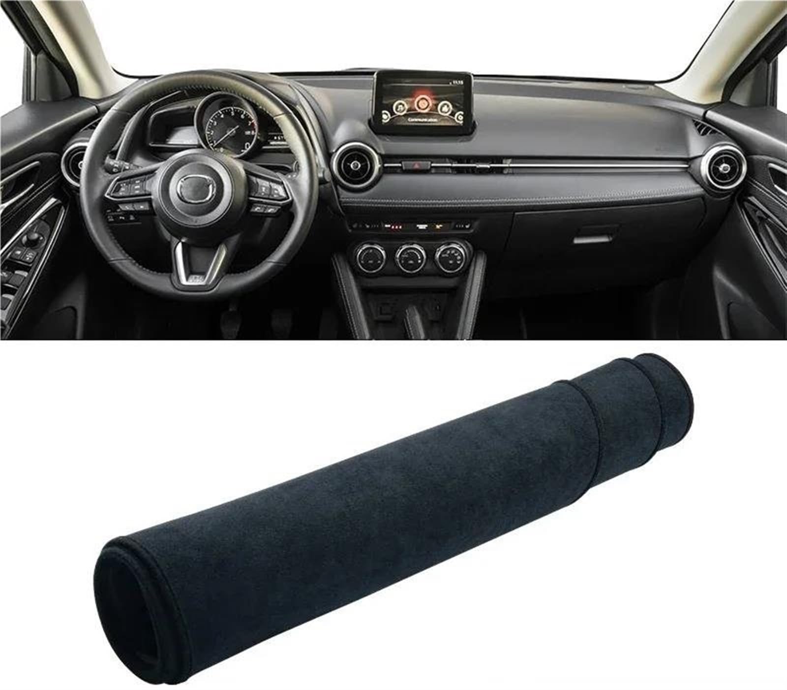 Armaturenbrett Abdeckung Matte Für Mazda 2 DJ DL 2015 2016 2017 2018 2019 2020 2021 2022 2023 Auto Dashboard Sonnenschutz Abdeckung Instrument Panel Pad(B Black LHD) von ELDVSUA