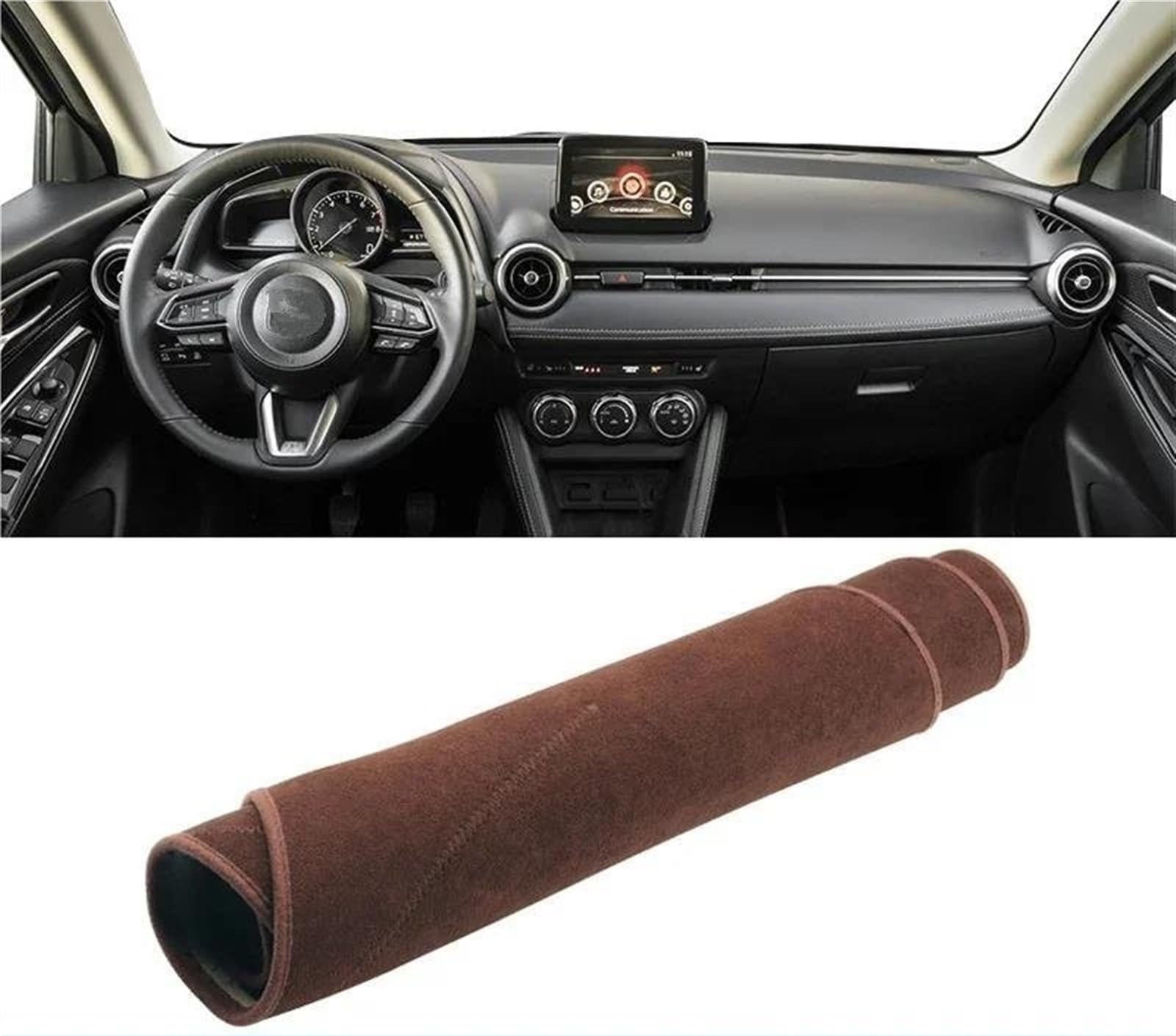 Armaturenbrett Abdeckung Matte Für Mazda 2 DJ DL 2015 2016 2017 2018 2019 2020 2021 2022 2023 Auto Dashboard Sonnenschutz Abdeckung Instrument Panel Pad(B Brown LHD) von ELDVSUA