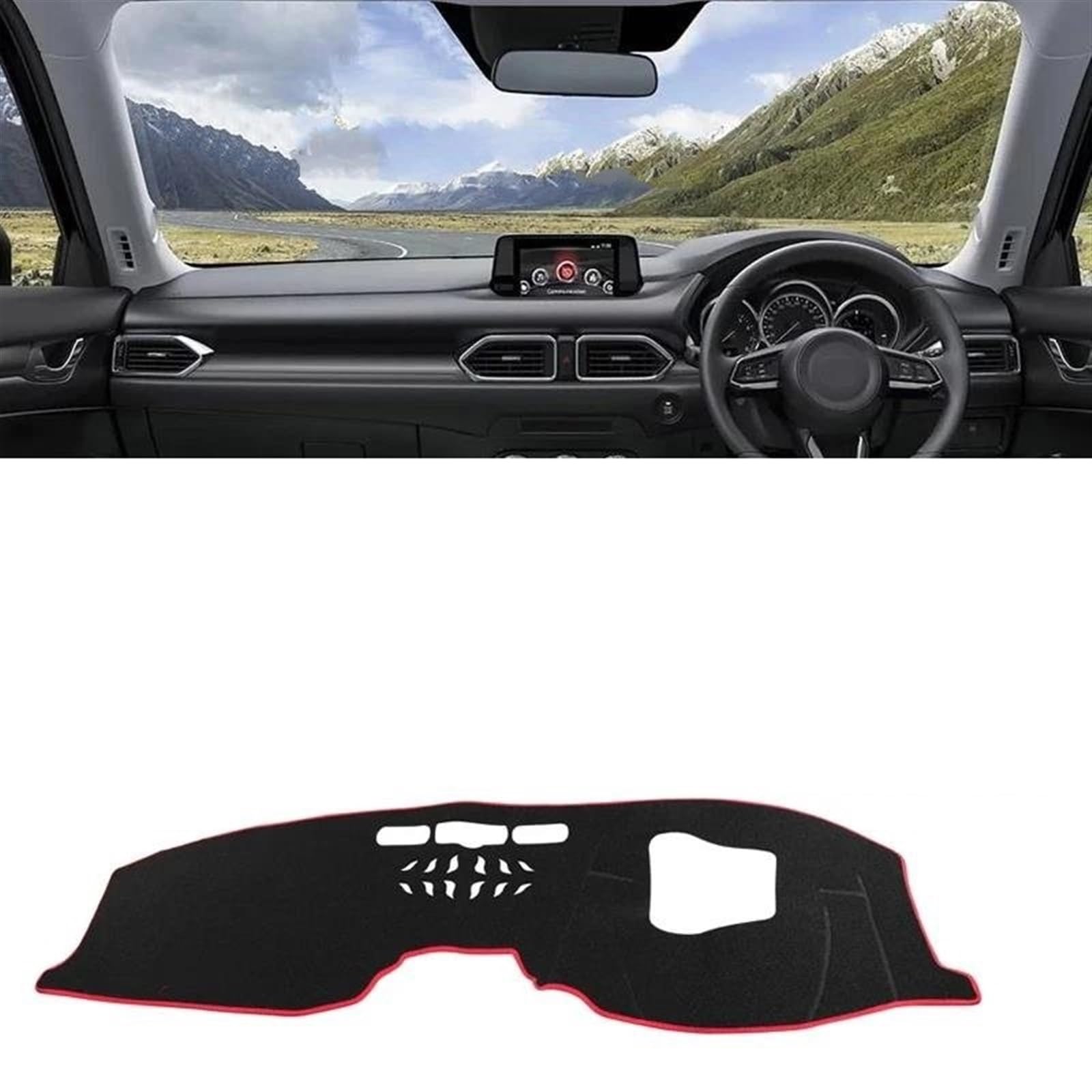 Armaturenbrett Abdeckung Matte Für Mazda Für CX-5 CX5 KF 2017-2020 2021 2022 2023 Auto Armaturenbrettabdeckung Armaturenbrettmatte Sonnenschutz rutschfeste Unterlage(RHD with HUD Red) von ELDVSUA