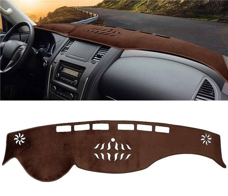 Armaturenbrett Abdeckung Matte Für Nissan Für Patrol Y62 Für Armada 2010-2020 2021 2022 2023 2024 Auto Dashboard Abdeckung Matte Instrument Panel Teppiche(B LHD Brown) von ELDVSUA