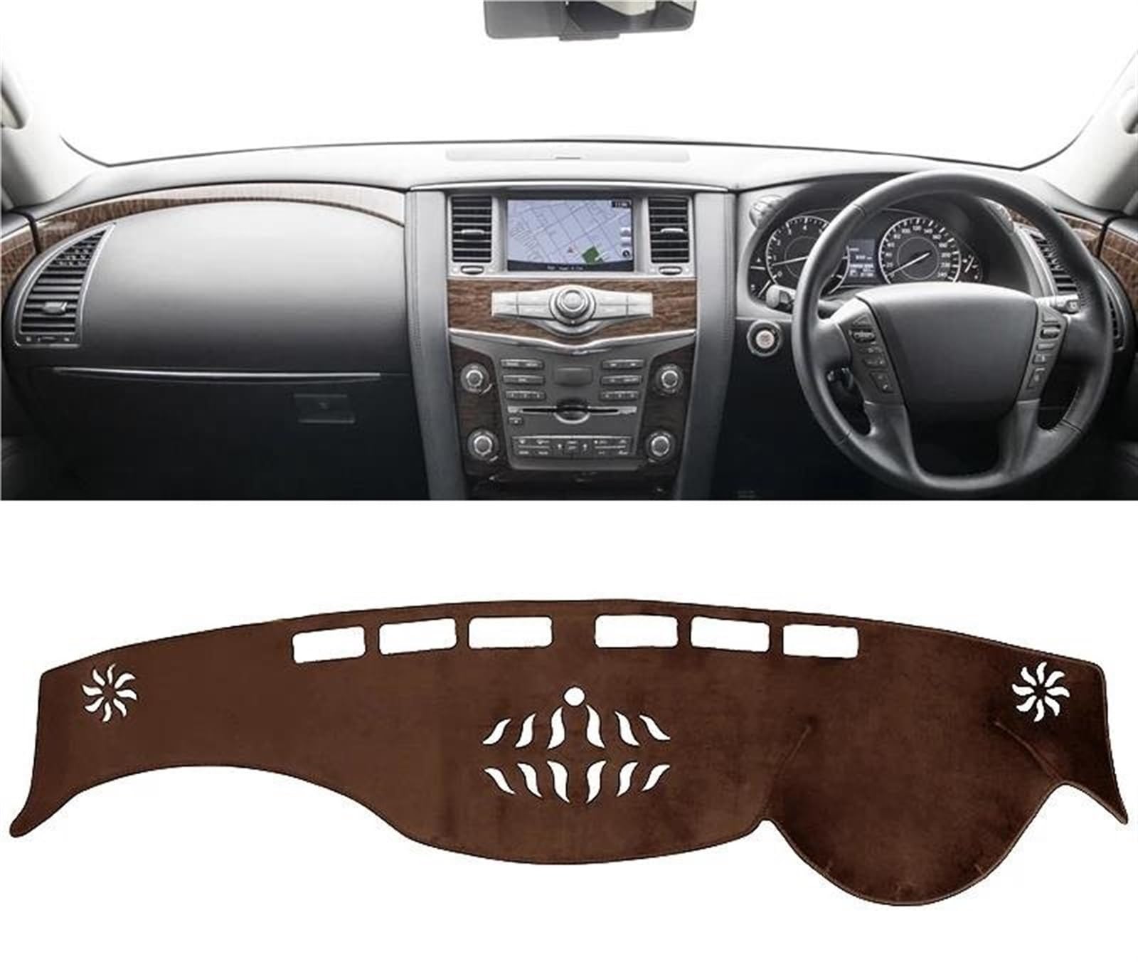 Armaturenbrett Abdeckung Matte Für Nissan Für Patrol Y62 Für Armada 2010-2020 2021 2022 2023 2024 Auto Dashboard Abdeckung Matte Instrument Panel Teppiche(B RHD Brown) von ELDVSUA