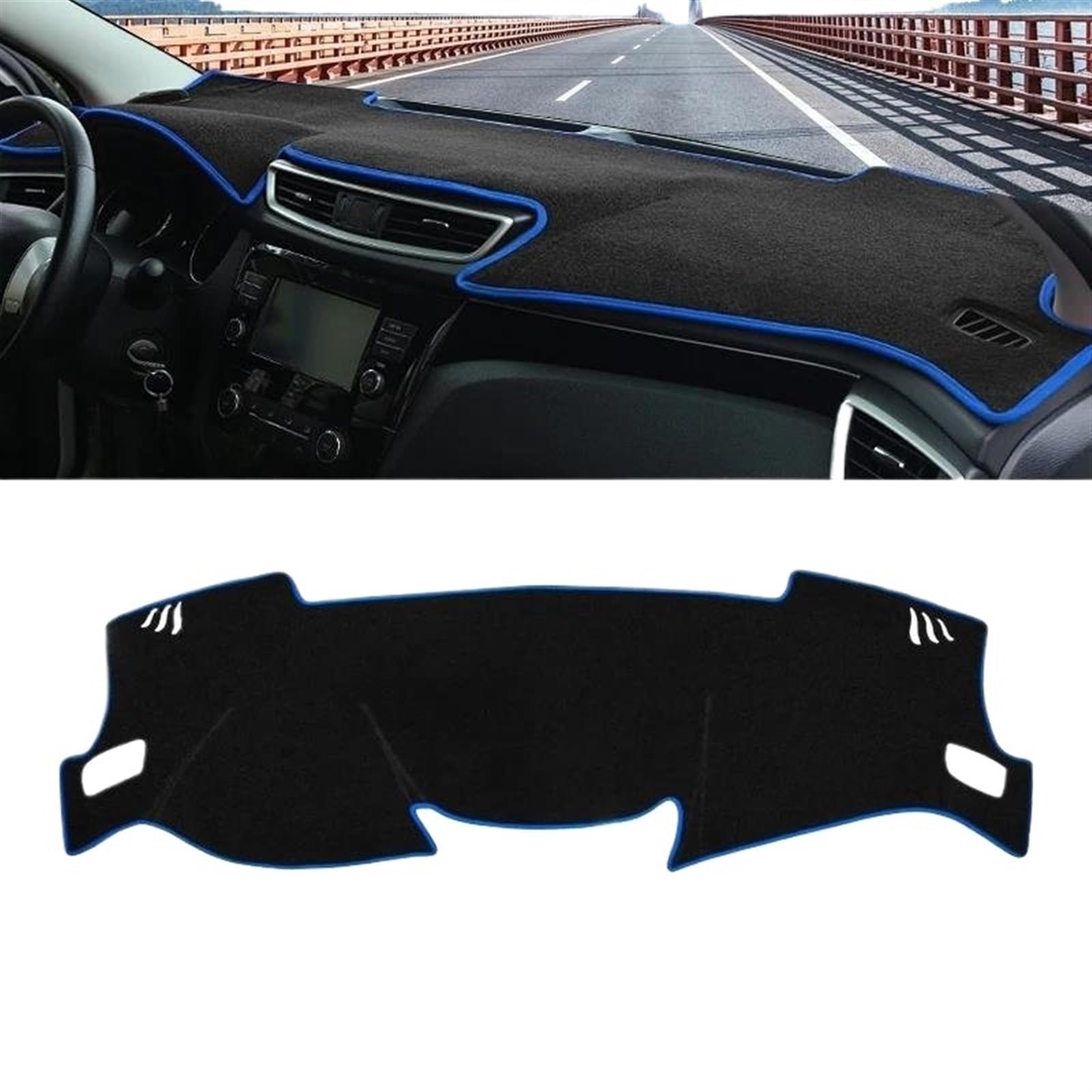 Armaturenbrett Abdeckung Matte Für Nissan Für Qashqai J11 2014 2015 2016 2017 2018 2019 2020 Auto-Armaturenbrett-Abdeckung, Instrumenten-Teppich-Armaturenbrett-Matte(A LHD Blue Side) von ELDVSUA