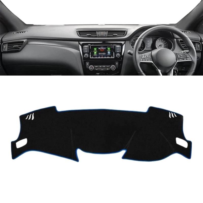 Armaturenbrett Abdeckung Matte Für Nissan Für Qashqai J11 2014 2015 2016 2017 2018 2019 2020 Auto-Armaturenbrett-Abdeckung, Instrumenten-Teppich-Armaturenbrett-Matte(A RHD Blue Side) von ELDVSUA